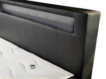 Furnix Boxspringbett ANTYD 120/140/160/180x200 mit zwei tiefen Bettkästen und Topper, LED-Beleuchtung mit Fernbedienung, Eco-Leder