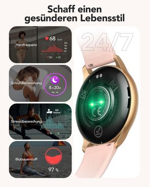 AGPTEK SR2 Smartwatch (1,32 Zoll, Andriod IOS), 100+Sportmodi Herzfrequenz Schrittzähler Schlafmonitor für iOS Android