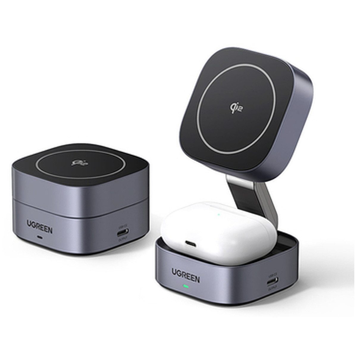 UGREEN Ugreen W702 3in1 induktives Ladegerät MagSafe Qi2 und USB-C Smartphone-Ladegerät