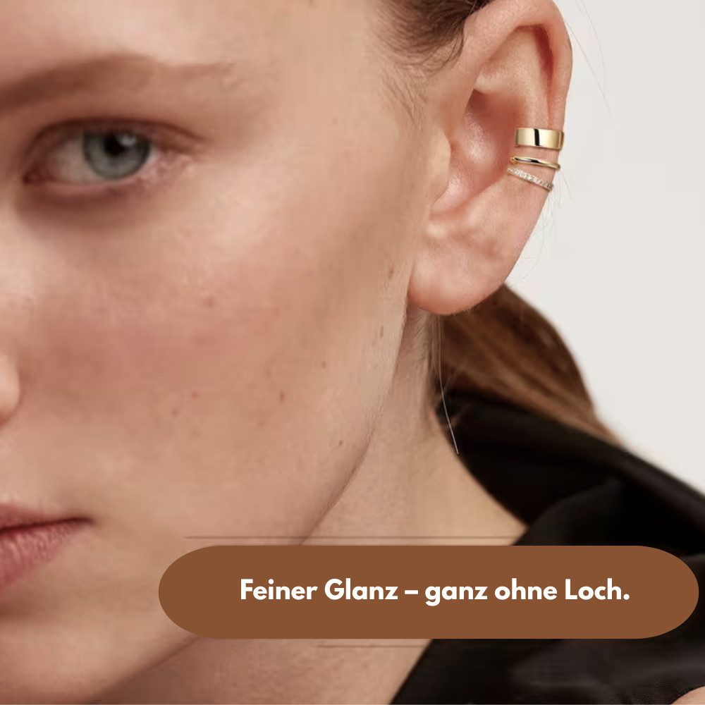 XCOAST Ohrklemmen-Set ohne Piercing - Clip-On Knorpel-Ohrringe (Clip Ohrringe trend Damen inkl. Schmuckkästchen, 3-tlg., biegbar, elegant), Schmuck für Damen, Fake Piercing Ohrringe Damen