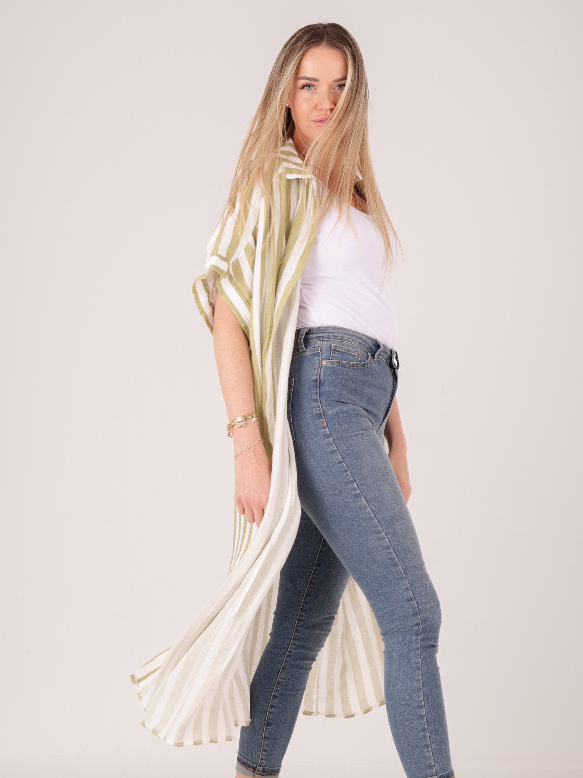 YC Fashion & Style Longbluse Hemdblusenkleid in Oversized-Passform aus reiner Baumwolle mit allover Print
