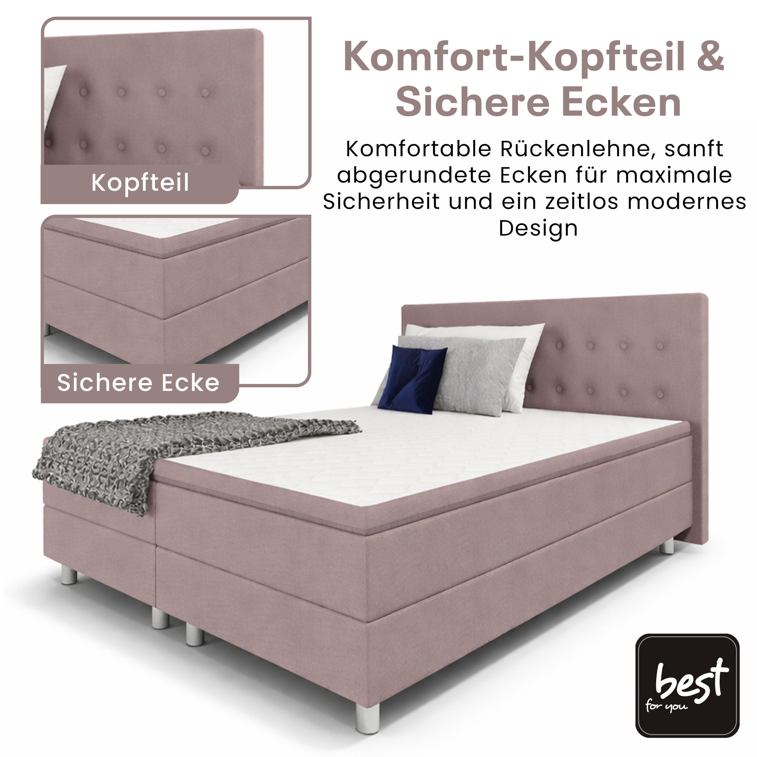 Best for Home Boxbett Neo Sawana Bonellfederkernmatratze mit 5 cm Topper (90x200 120x200 140x200 160x200 180x200 200x200), der Klassiker, TOP Preis-Leistungs-Verhältnis