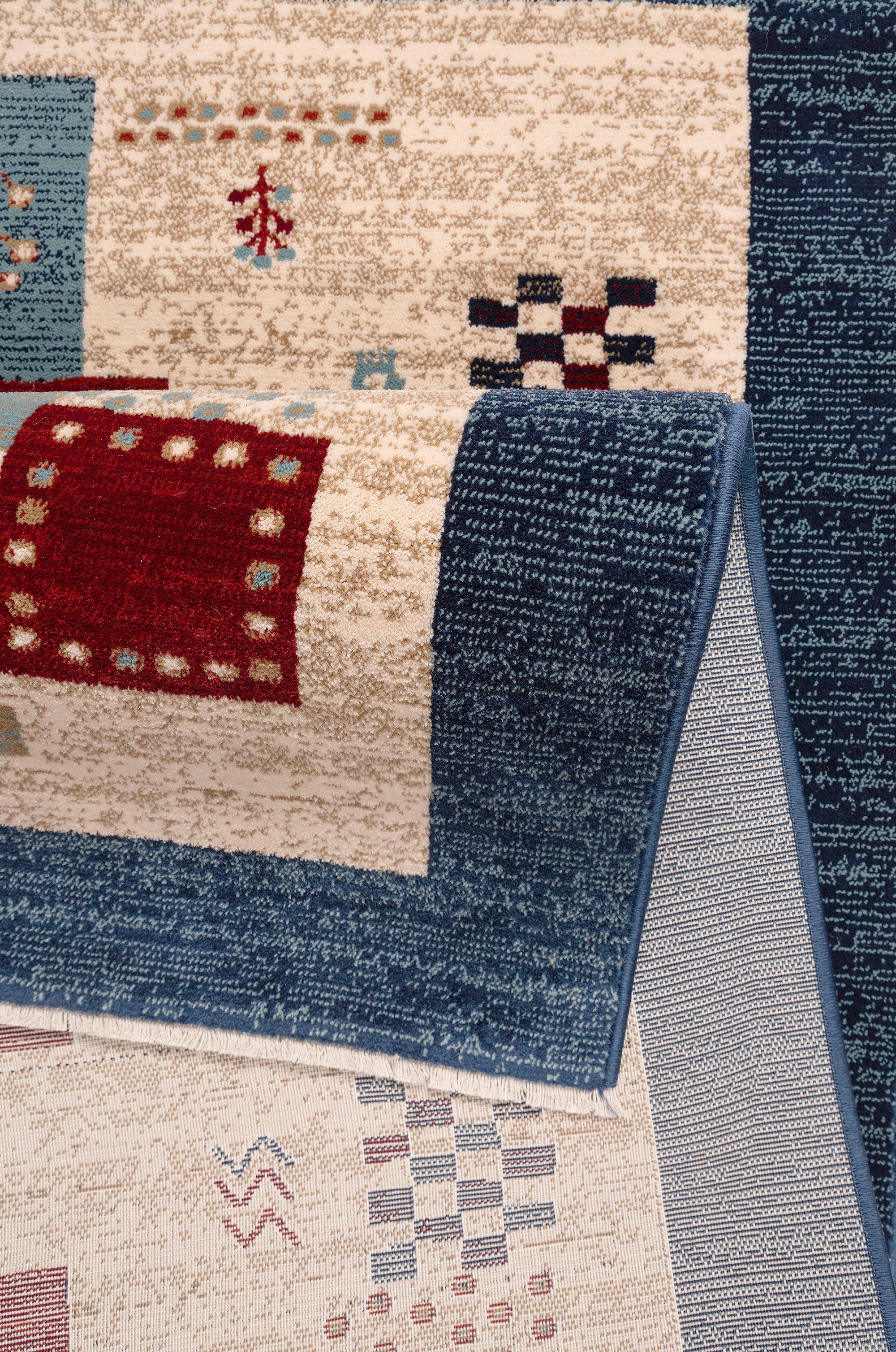 Teppich Kayra, Home affaire, Orient-Optik, Höhe: 10 Kurzflor, Bordüre, mit mm, elegant pflegeleicht, blau rechteckig, weich