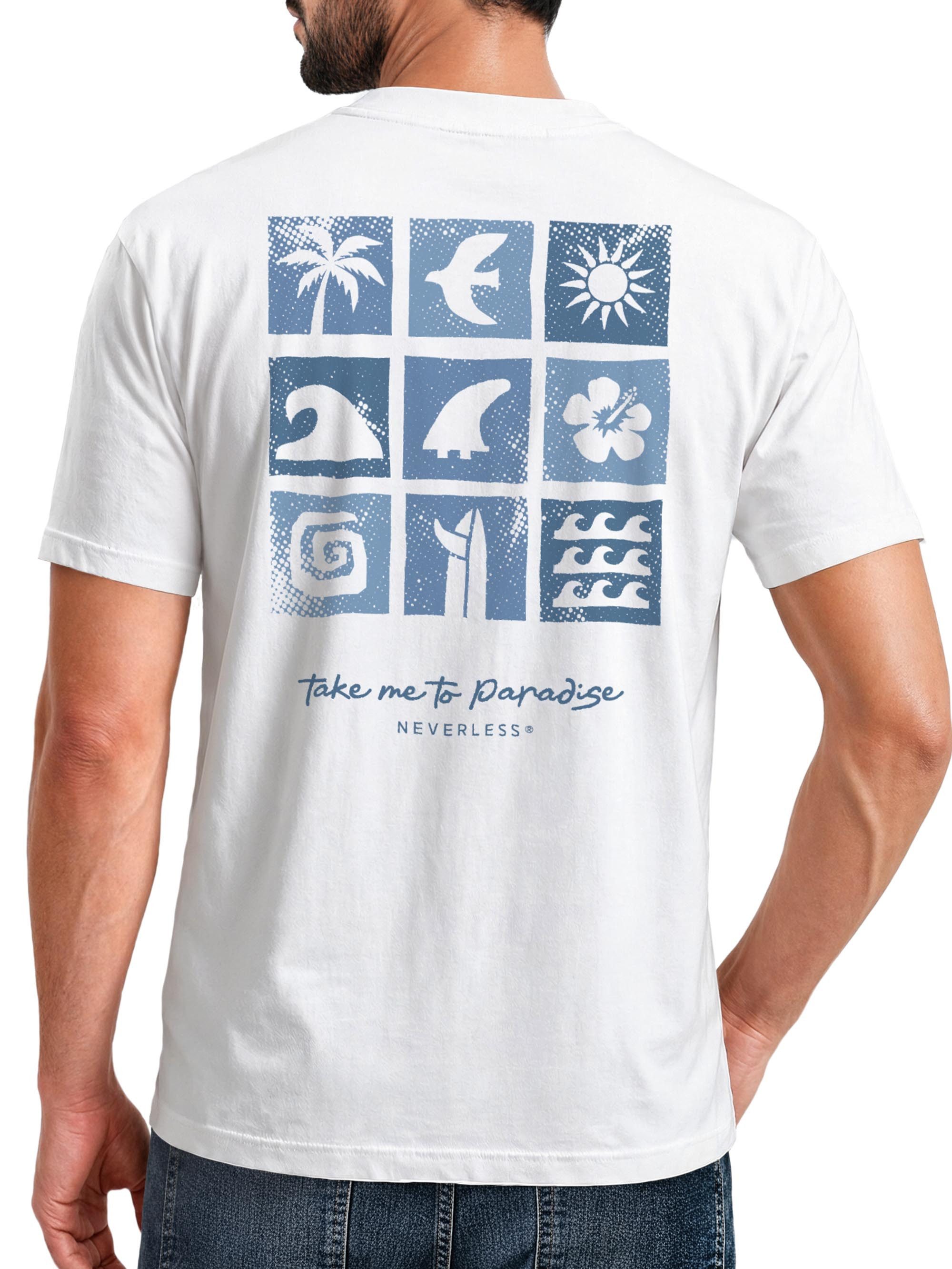 Neverless Print-Shirt Herren T-Shirt Backprint - Beach Feeling Design - Baumwollshirt mit Print
