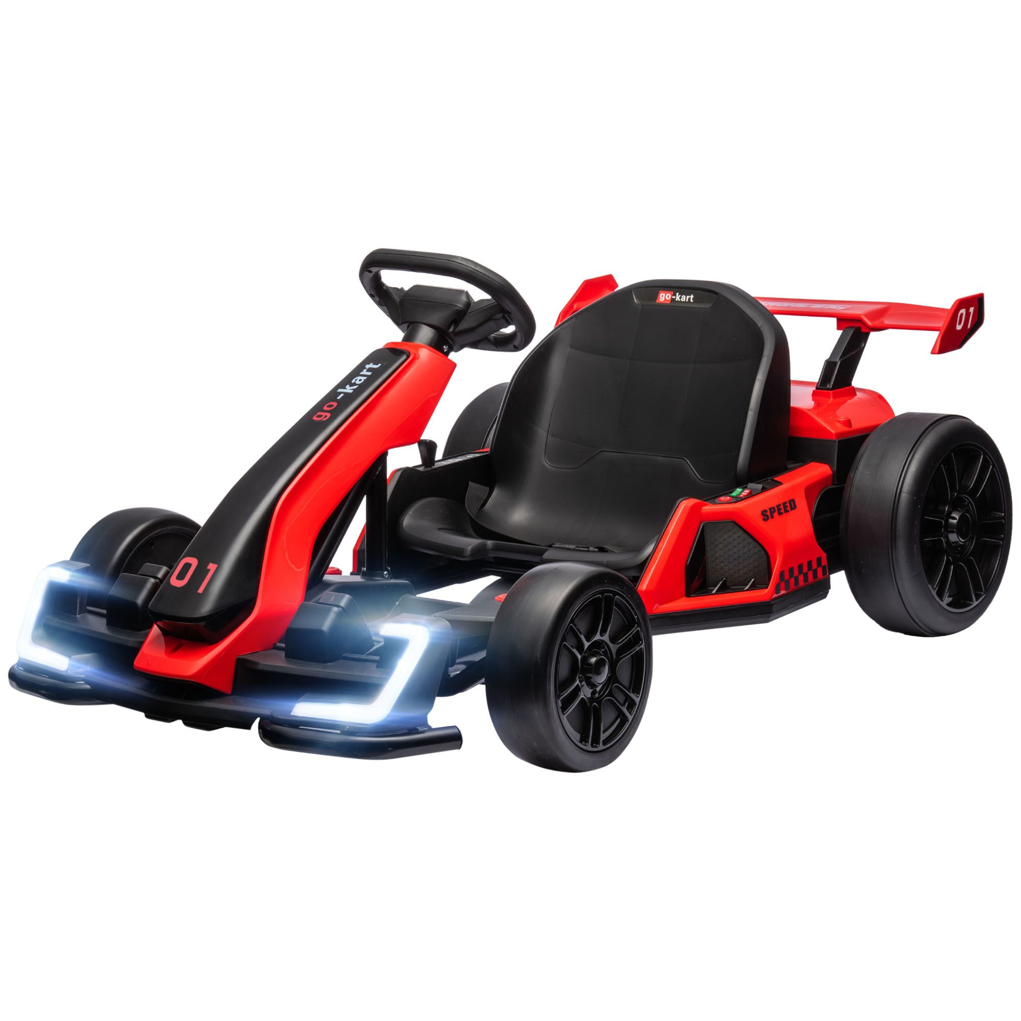 Novzep Go-Kart Elektro-Go-Kart Kinder mit Hupe Musik & verstellbarem Sitz bis 12 km/h