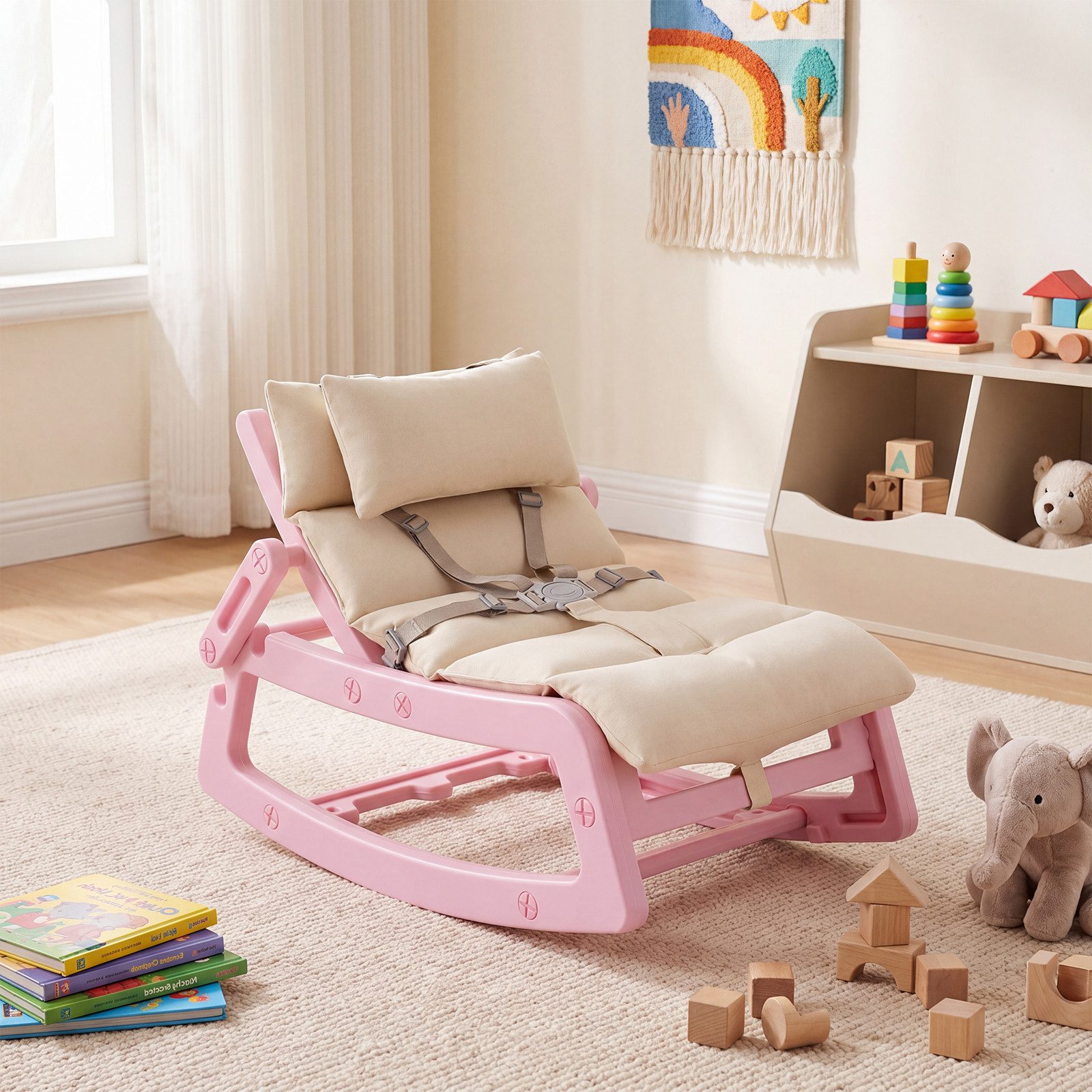 COSTWAY Babywippe, Baby Schaukelstuhl, Schaukelsessel für Baby ab 6 Monaten