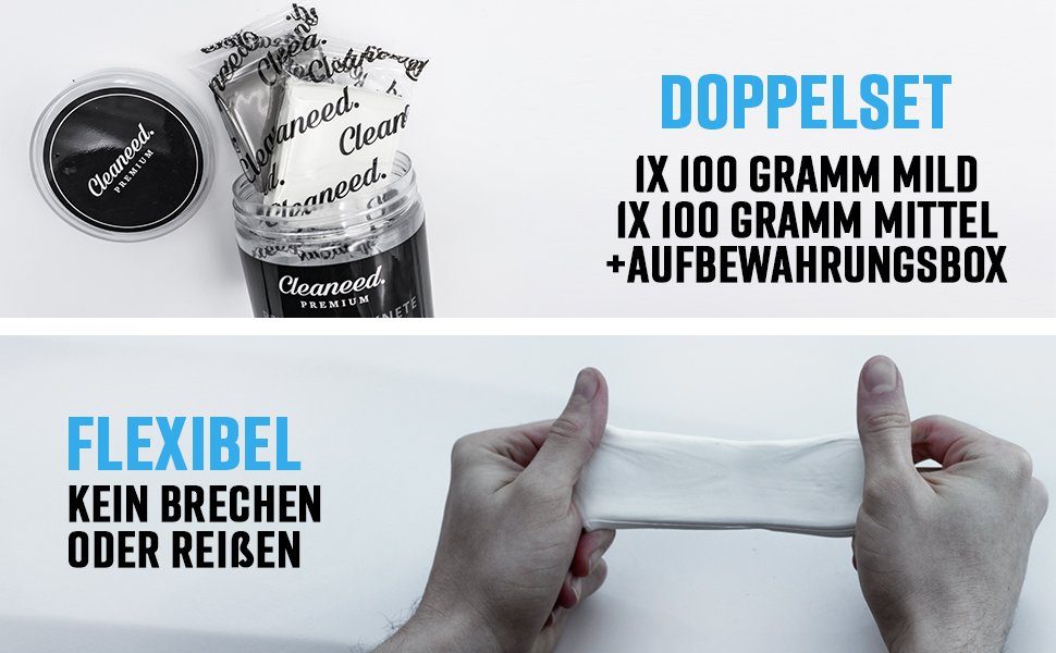 Cleaneed Auto Knete Reinigungsknete Lackknete Auto-Reinigungsmittel (Set, [2-St. Lackknete ideal auch als Flugrost-, Harz- und Teerentferner Schonende & einfache Lackreinigung)