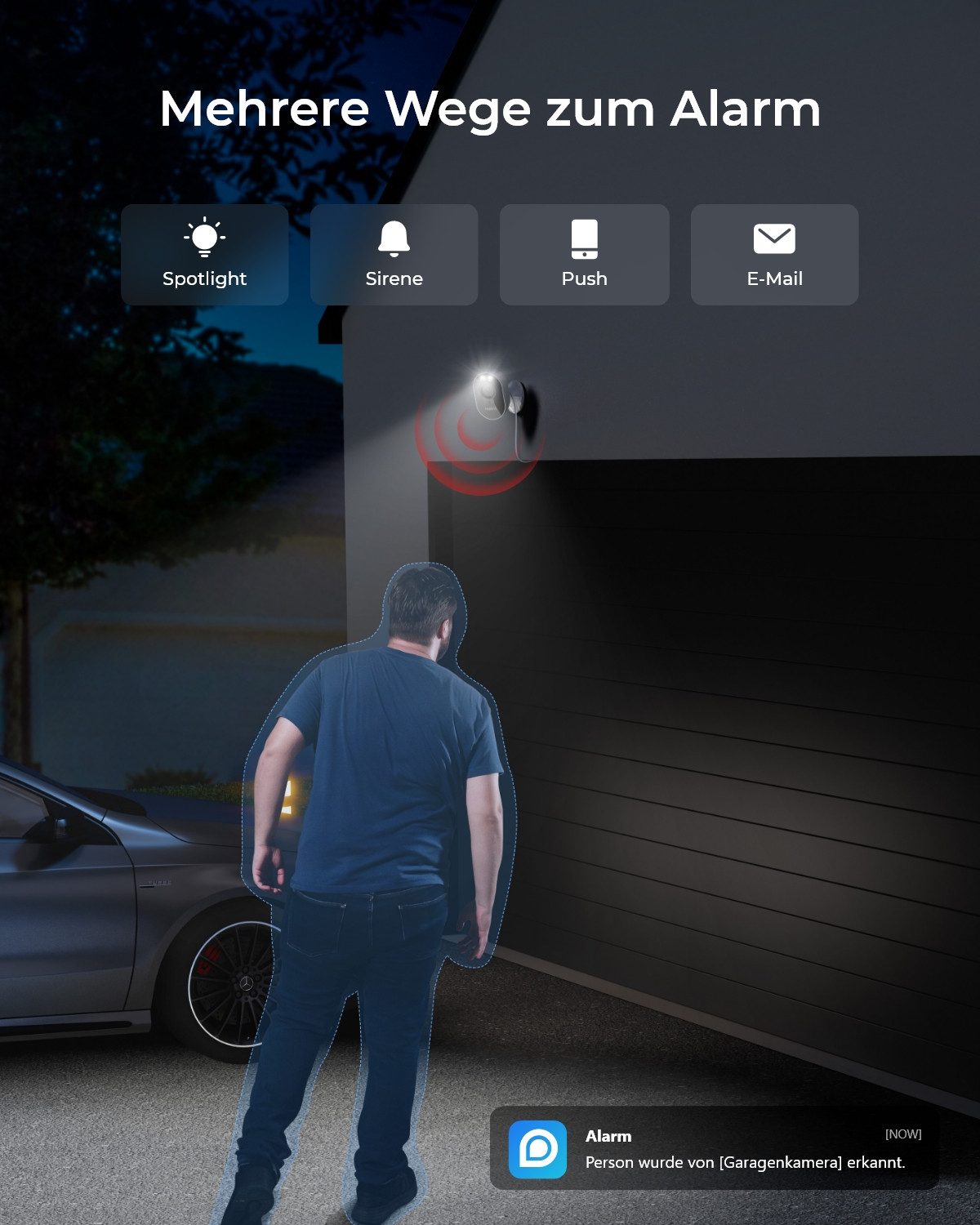 Reolink Überwachungskamera Lumus 2K WLAN IP (Außenbereich, Innenbereich, Farbige Nachtsicht,Sirene,2-Wege-Audio,4MP,Intelligente Erkennung,AI)