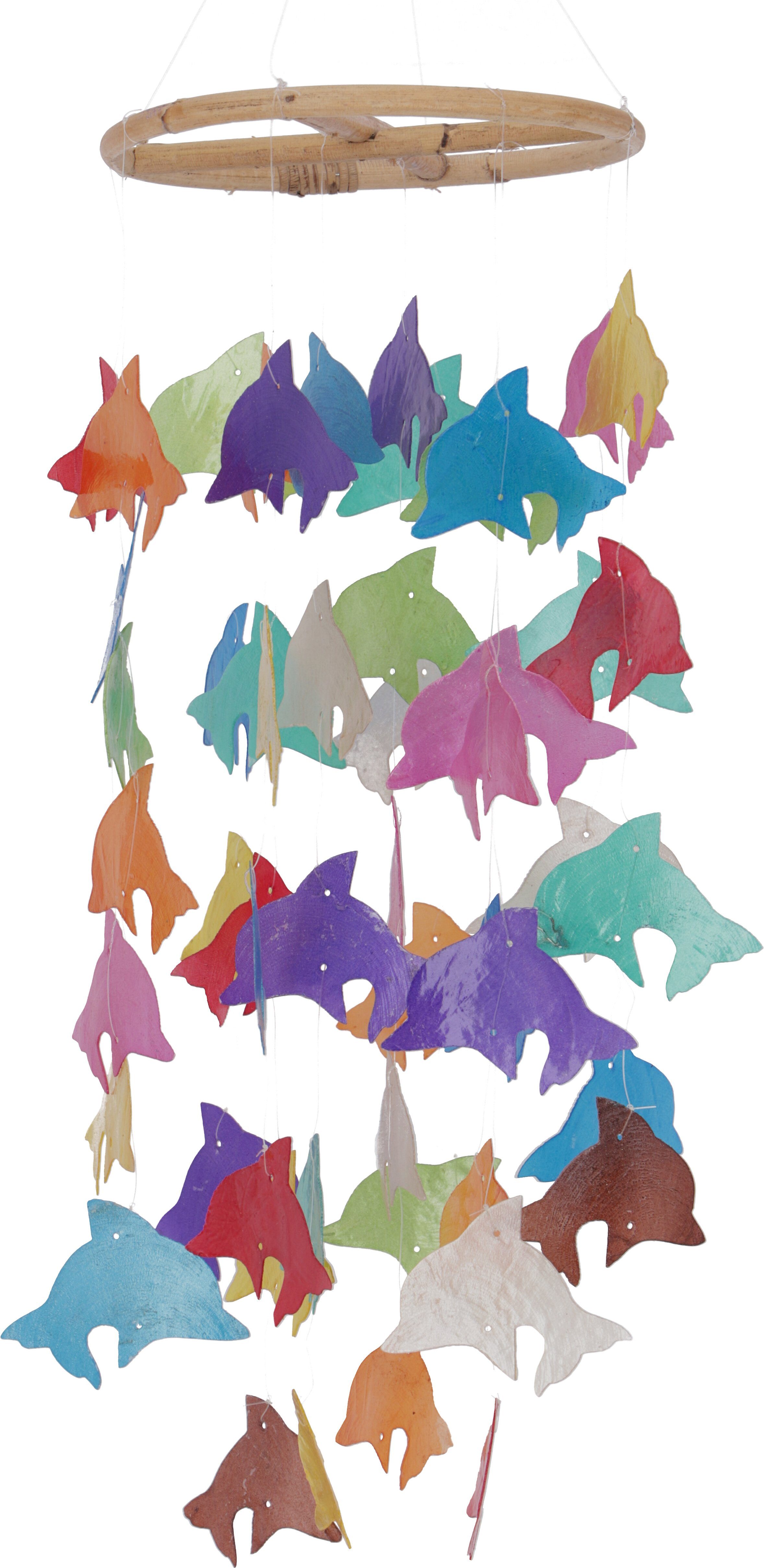 Windspiel Rundes Muschel Windspiel - Delphin bunt