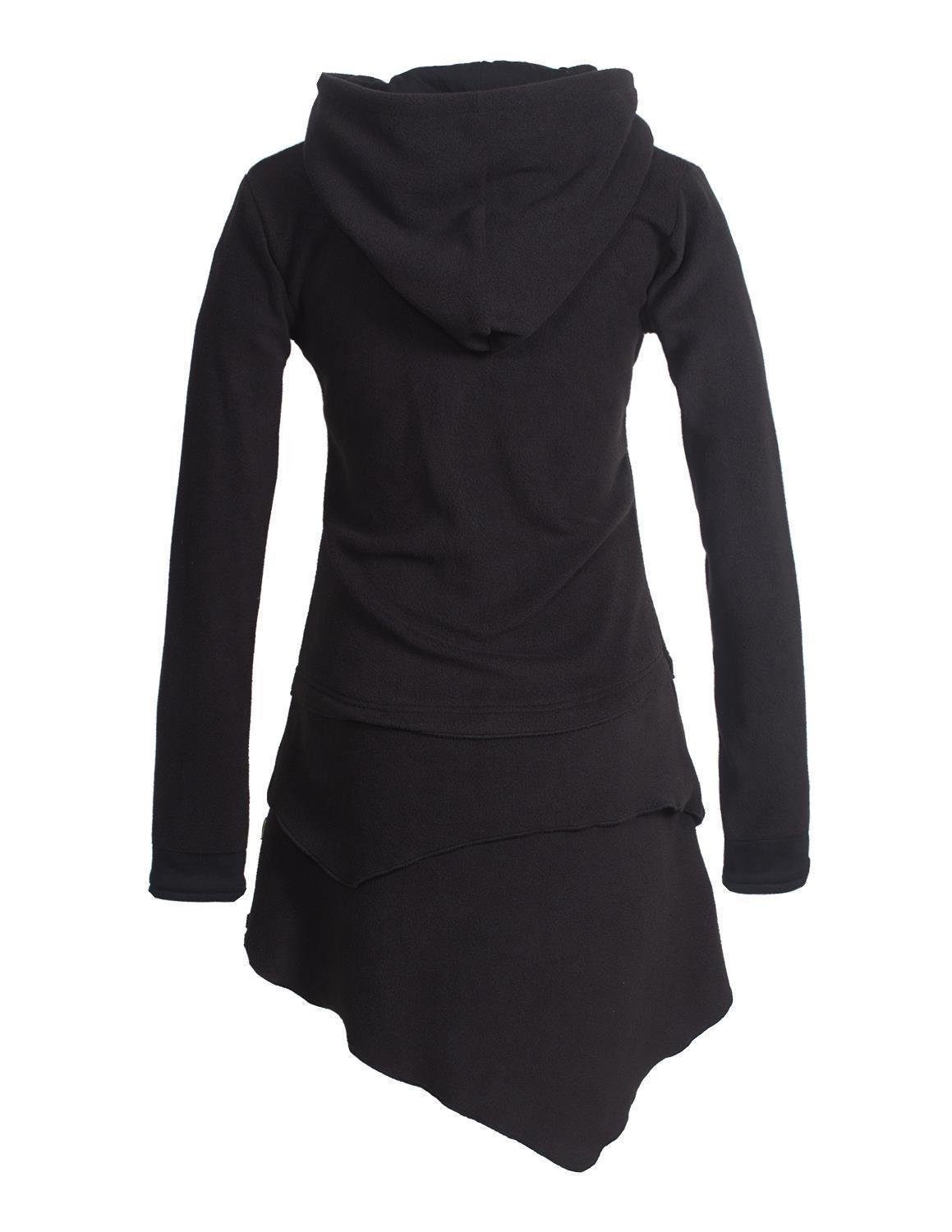 Vishes Midikleid Asymmetrisches Kapuzen-Kleid aus Recycling-Fleece Hippie, günstig online kaufen