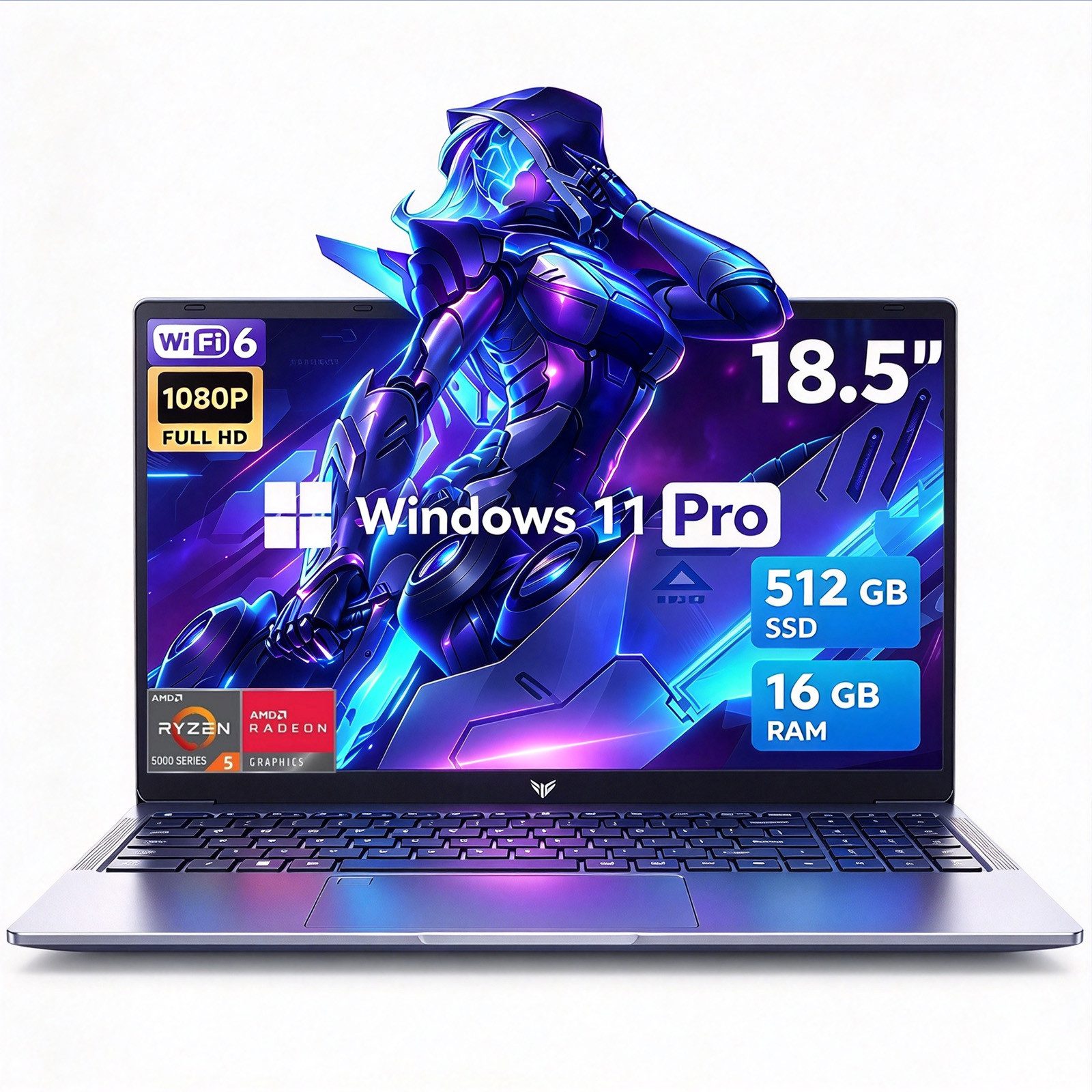 ACEMAGIC 18,5 Zoll Laptop Windows 11 Pro, AMD Ryzen 5 7430U, 16GB RAM 512GB SSD Notebook (46,9 cm/18,5 Zoll, AMD AMD Ryzen™ 5 7430U 7430U, AMD Radeon Graphics, 16 GB, 512 GB SSD, bis 4,3 GHz,1080P FHD Gaming Laptop-Computer für Homeoffice, Geschäft)
