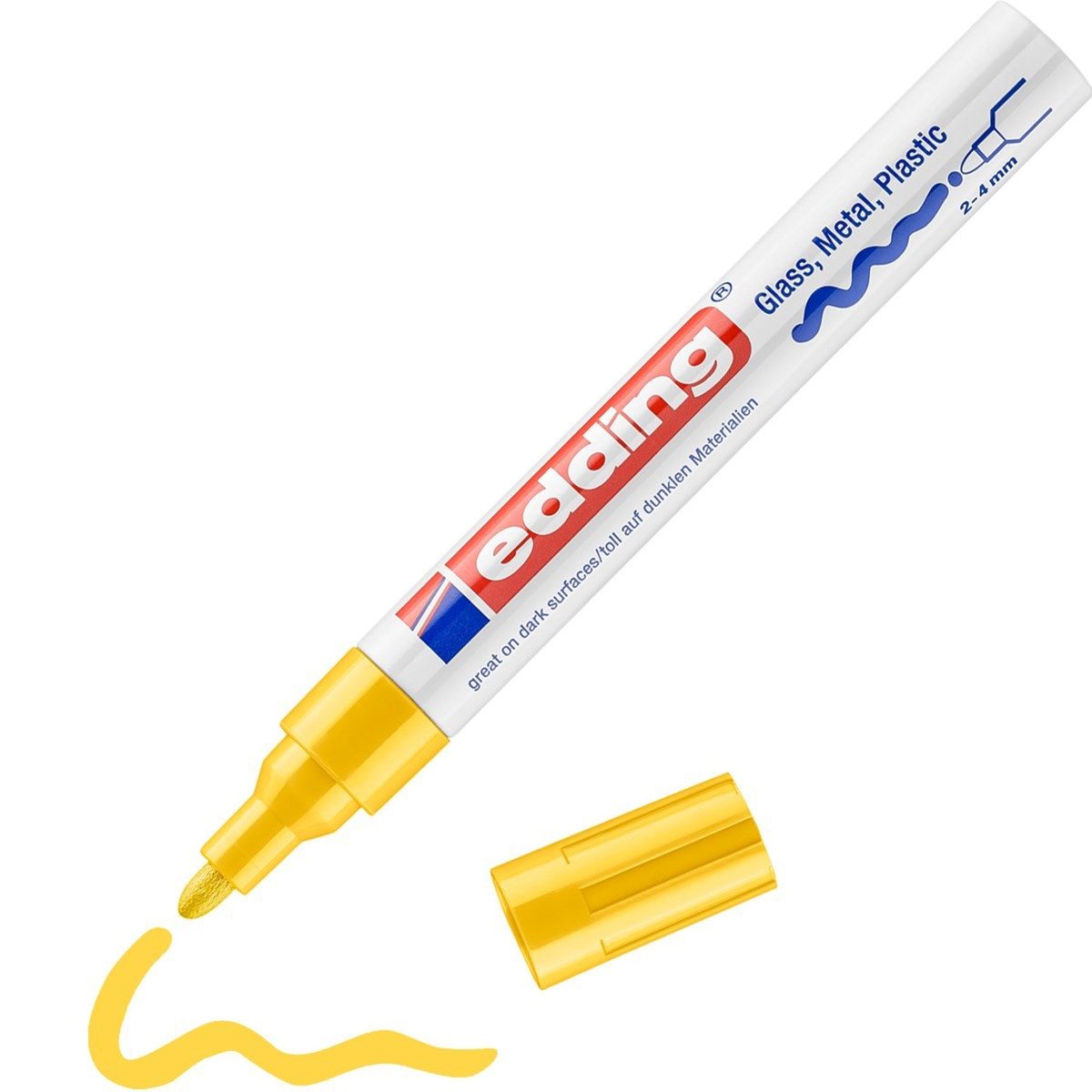 edding Lackmarker Glanzlack-Marker 750 creative gelb 2-4 mm, geruchsarm wasserfest hitzebeständig bis 400 Grad