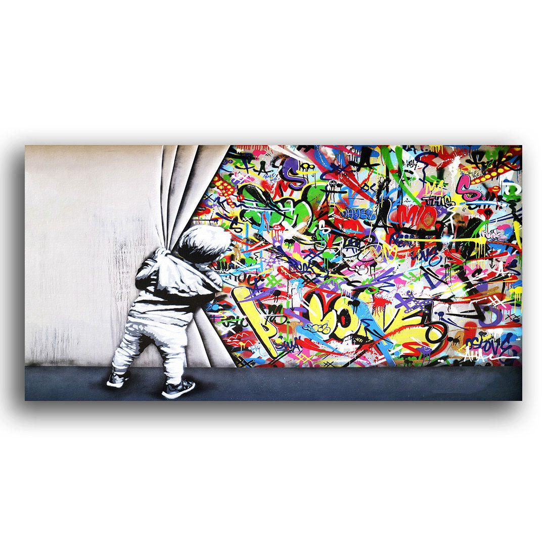 Wandbild Hinter dem Vorhang