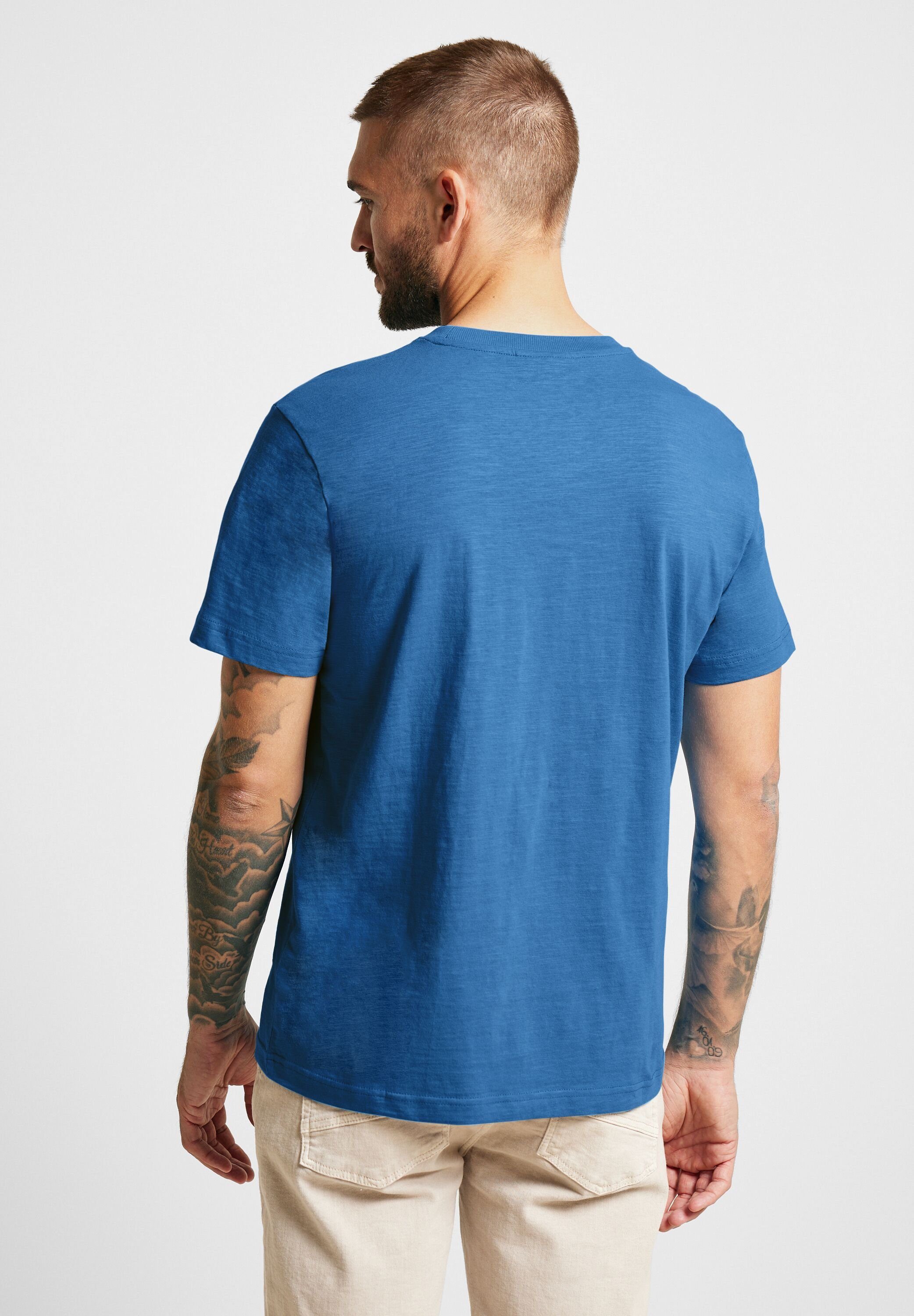 STREET ONE MEN T-Shirt mit sonic Flammgarn blue
