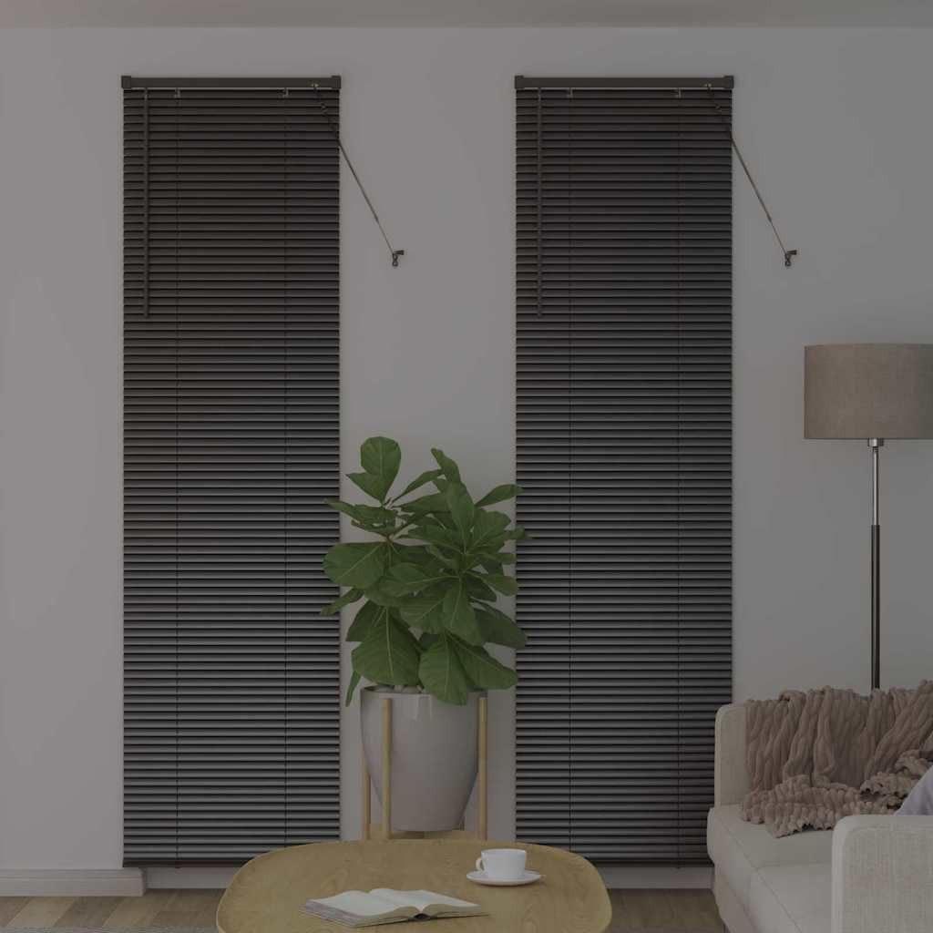 Rollo Fensterjalousie mit Vorhängen Schwarz Aluminium, günstig online kaufen