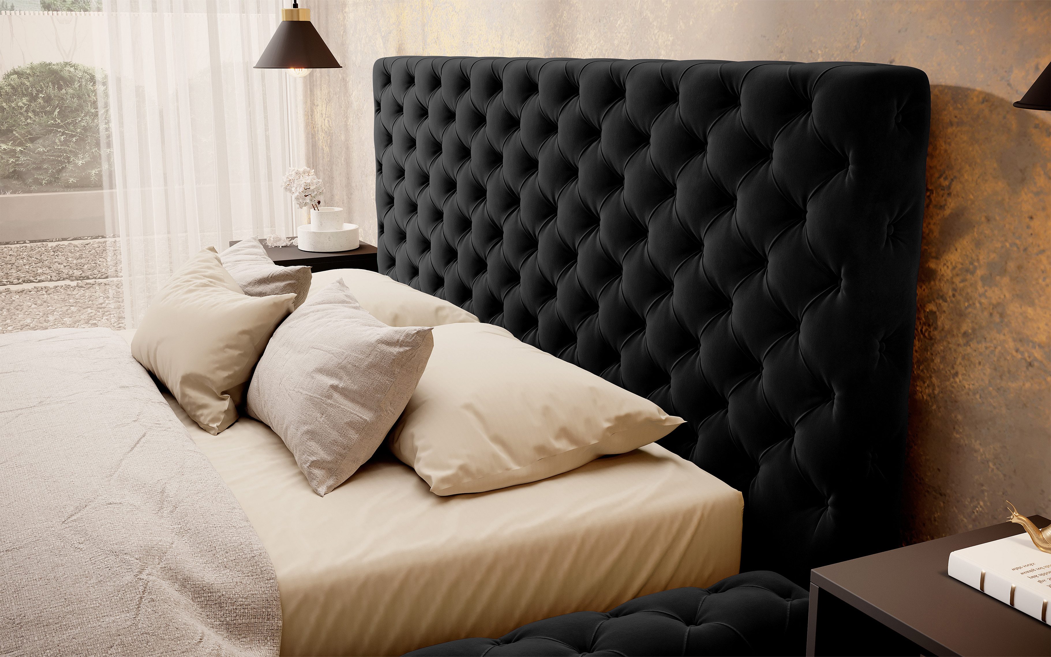yourhouse24 Polsterbett Princce Chesterfield Bett (Bettgestell inkl. Lattenrost), hoch gepolstertes Kopfteil mit dekorativen Nähten, elegantes Design – Bild 3 von 5