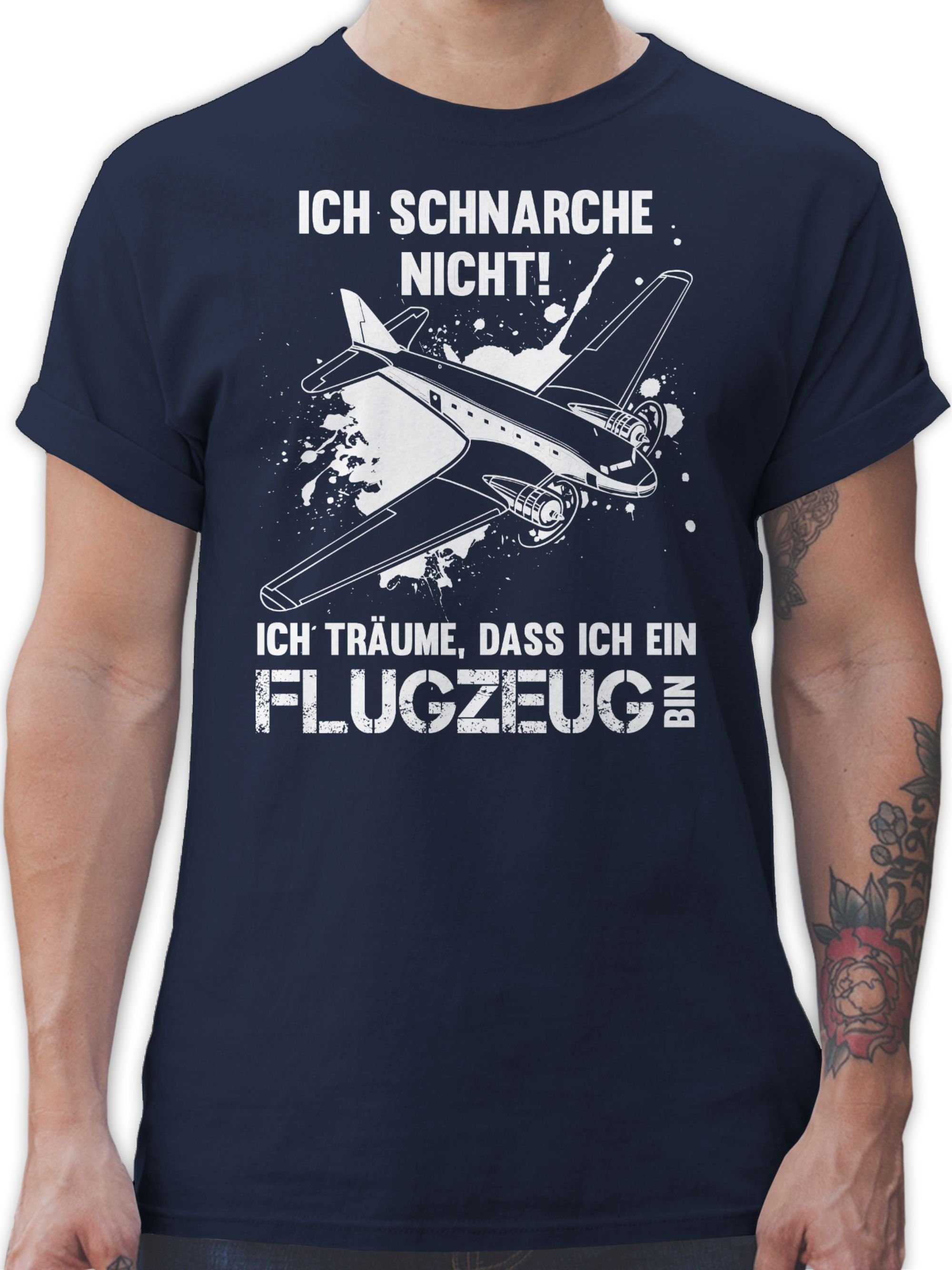 Ich Spruch nicht 01 mit Statement Navy Sprüche schnarche Shirtracer bin T-Shirt ein Flugzeug Blau ich