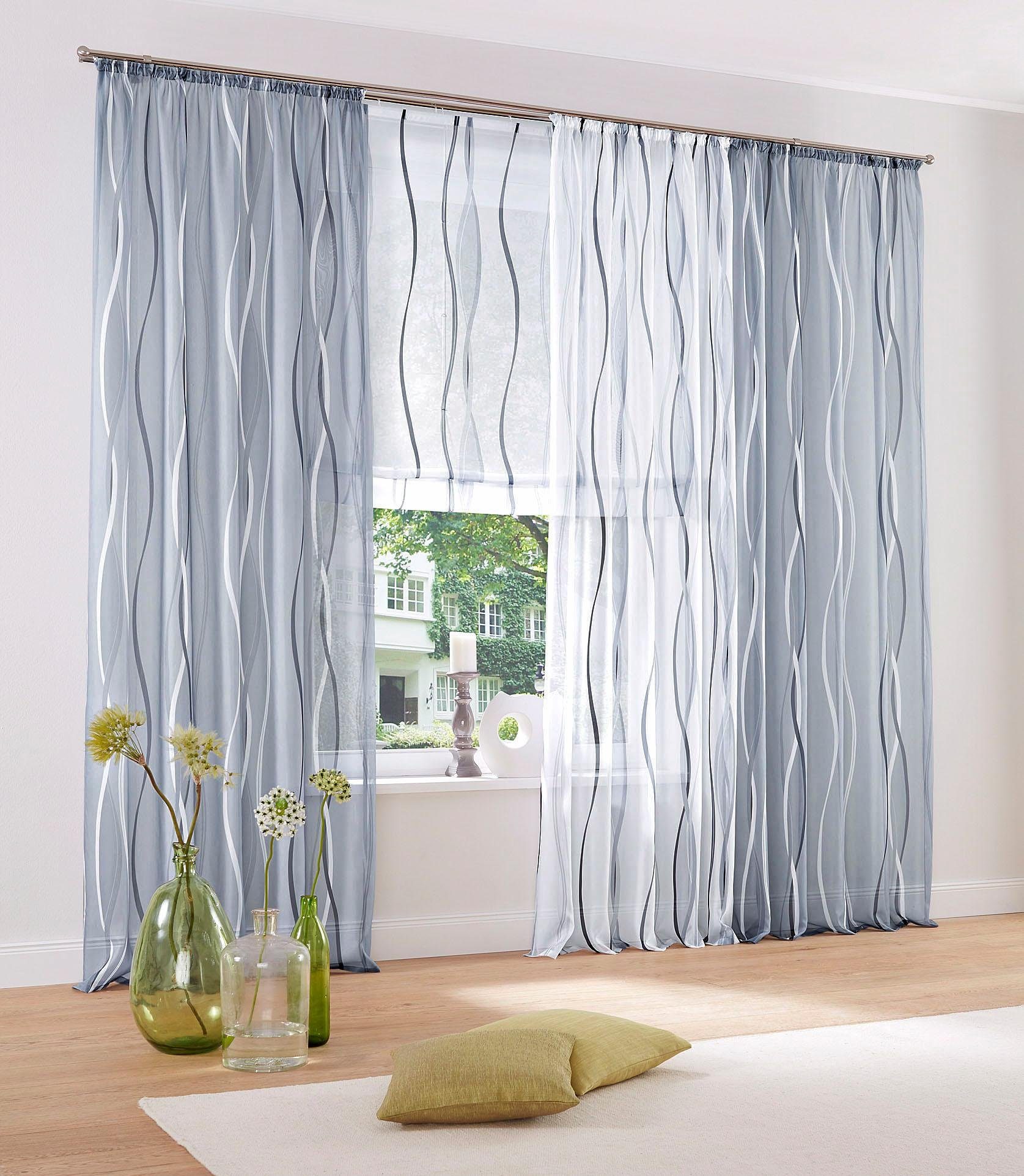 my home Gardine Dimona, Kräuselband (2 St), transparent, Voile, 2er-Set, transparent, Voile, Polyester