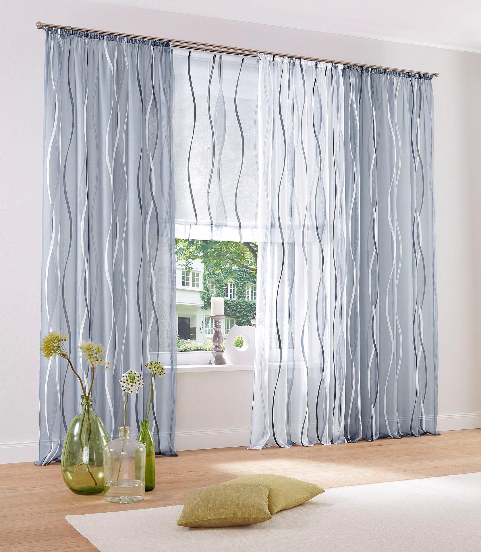 Gardine Dimona, my home, Kräuselband (2 St), transparent, Voile, 2er-Set, transparent, Voile, Polyester