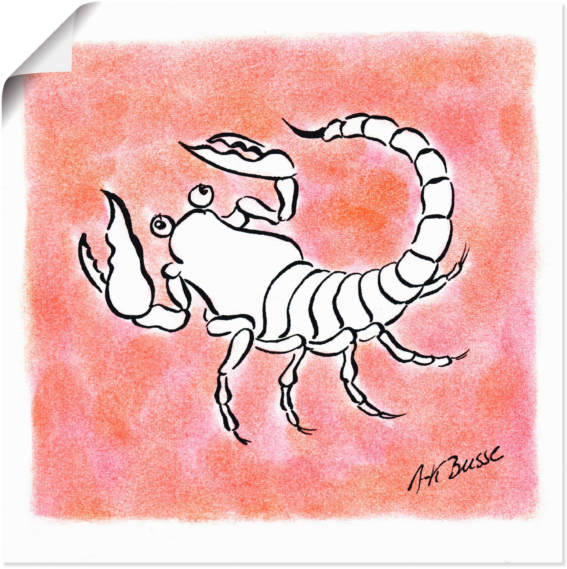 (1 St), Wandbild Wandaufkleber Leinwandbild, Sternzeichen als Serie Größen Artland in Skorpion, Poster oder versch. Sternzeichen