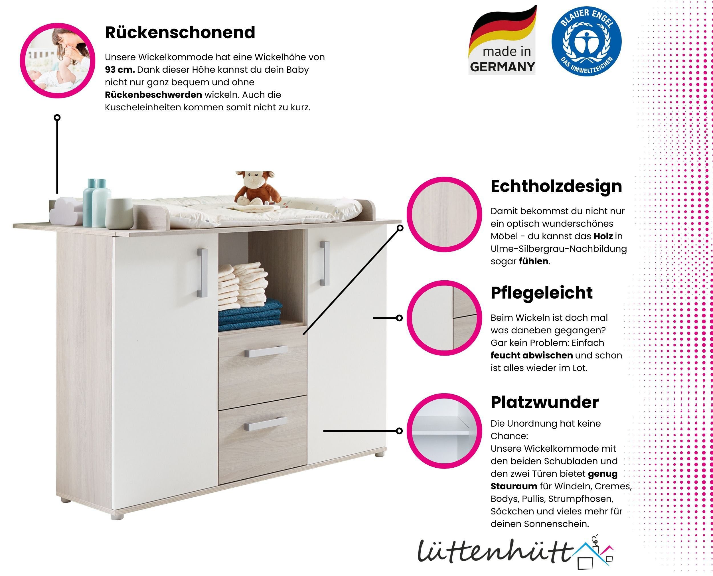 Home affaire changing chest of drawers Geert, Made in Germany