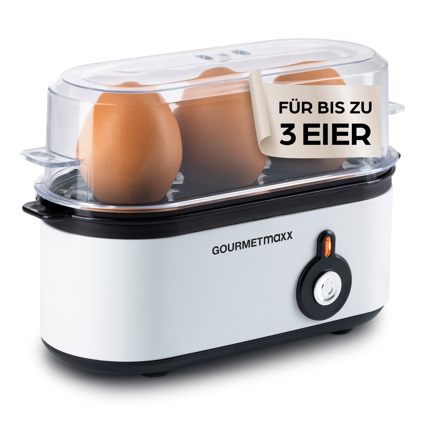 GOURMETmaxx Яйцеварки für 3 Eier 210W, mit Messbecher & Eierstecher