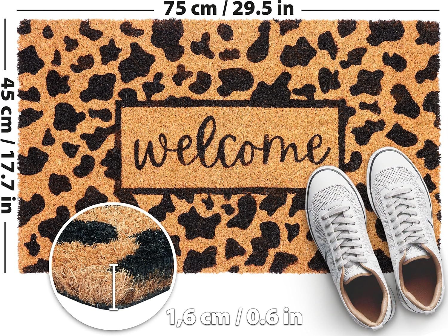 BRUBAKER Fußmatte 45 x 75 cm - Welcome mit Leopardenmuster - Schmutzfangmat günstig online kaufen