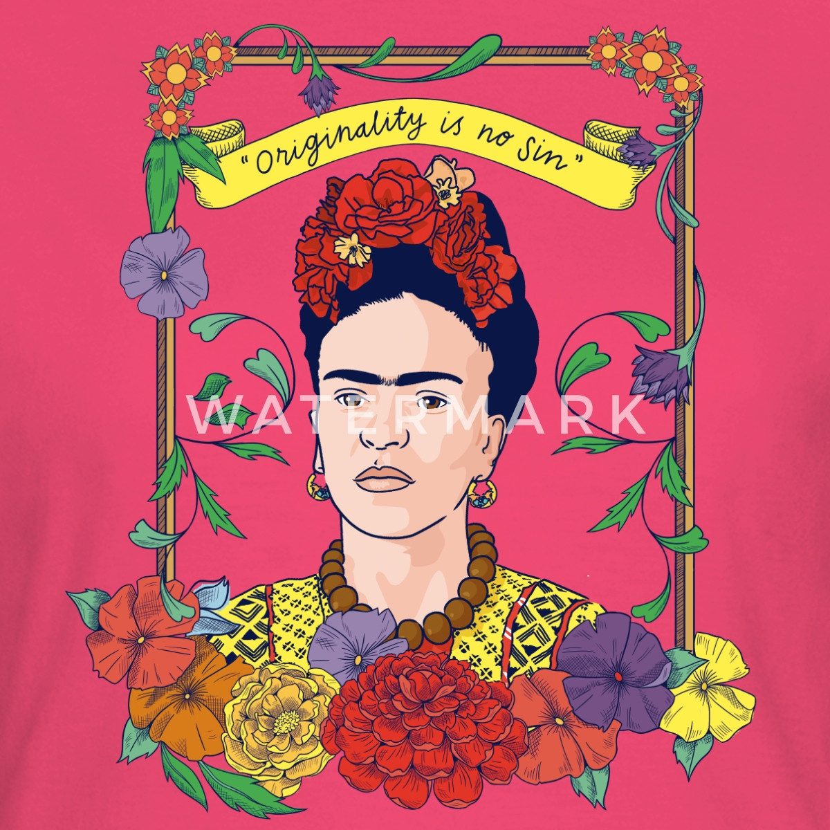 Spreadshirt T-Shirt Frida Kahlo Mit Rahmen günstig online kaufen