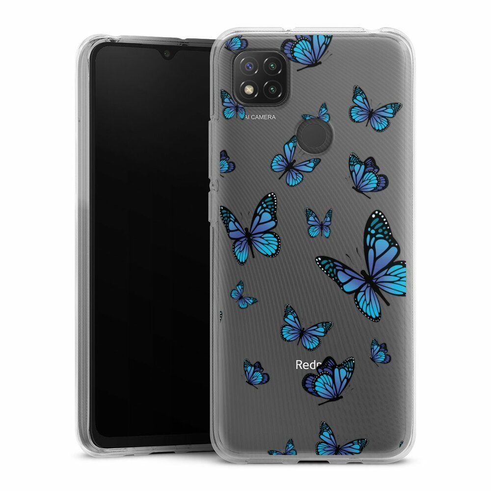 DeinDesign Handyhülle Schmetterling Muster transparent Butterfly Pattern  Transparent, Xiaomi Redmi 9C Silikon Hülle Bumper Case Handy Schutzhülle