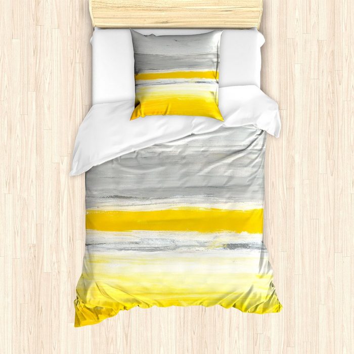 Bettwäsche Milbensicher Allergiker geeignet mit Kissenbezug Abakuhaus Microfaser Gelb Aquarell-Kunst-Entwurf