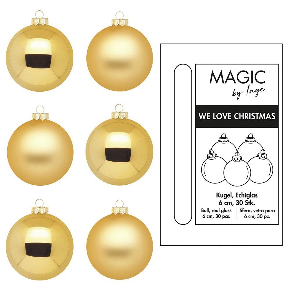 MAGIC by Inge Christbaumschmuck, Weihnachtskugeln Glas 6cm 30 Stück