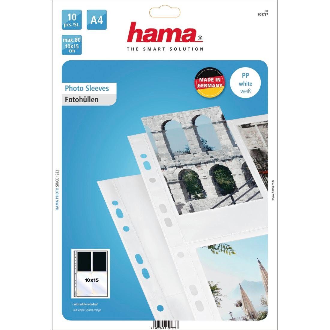 Hama Foto-Hülle Foto-Hüllen, DIN A4, für 8 Fotos im Format 10x15 cm, Weiß, 10 Stück
