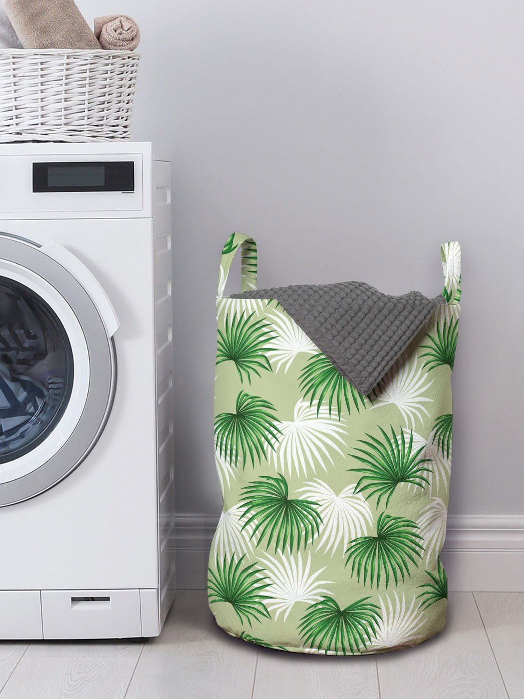 Waschsalons, Abakuhaus Griffen Kordelzugverschluss Wäschesäckchen für Blatt mit Foliage Tree Wäschekorb Island Palm
