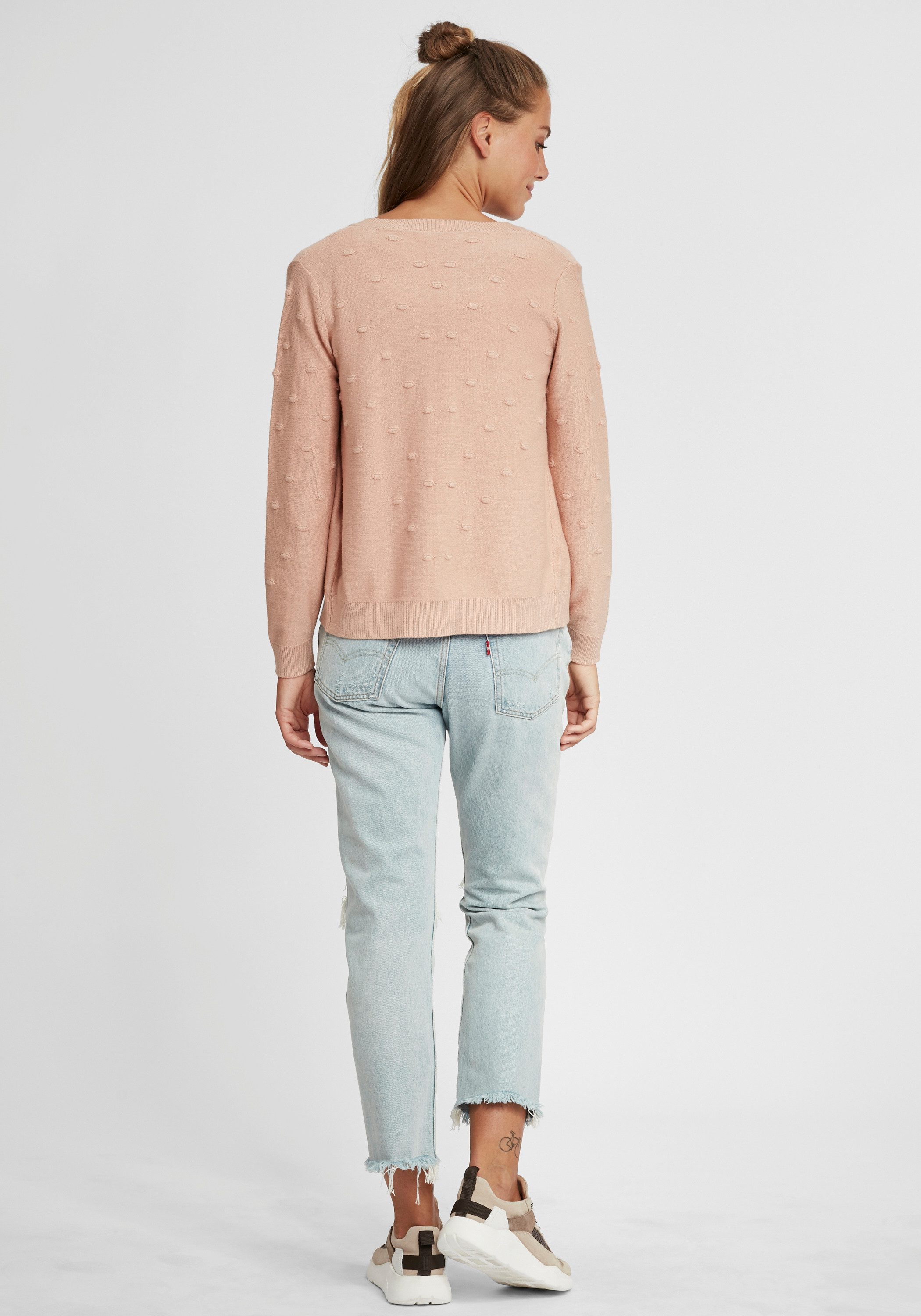 OXMO Strickjacke OXKalotta Strickjacke mit Punktmuster