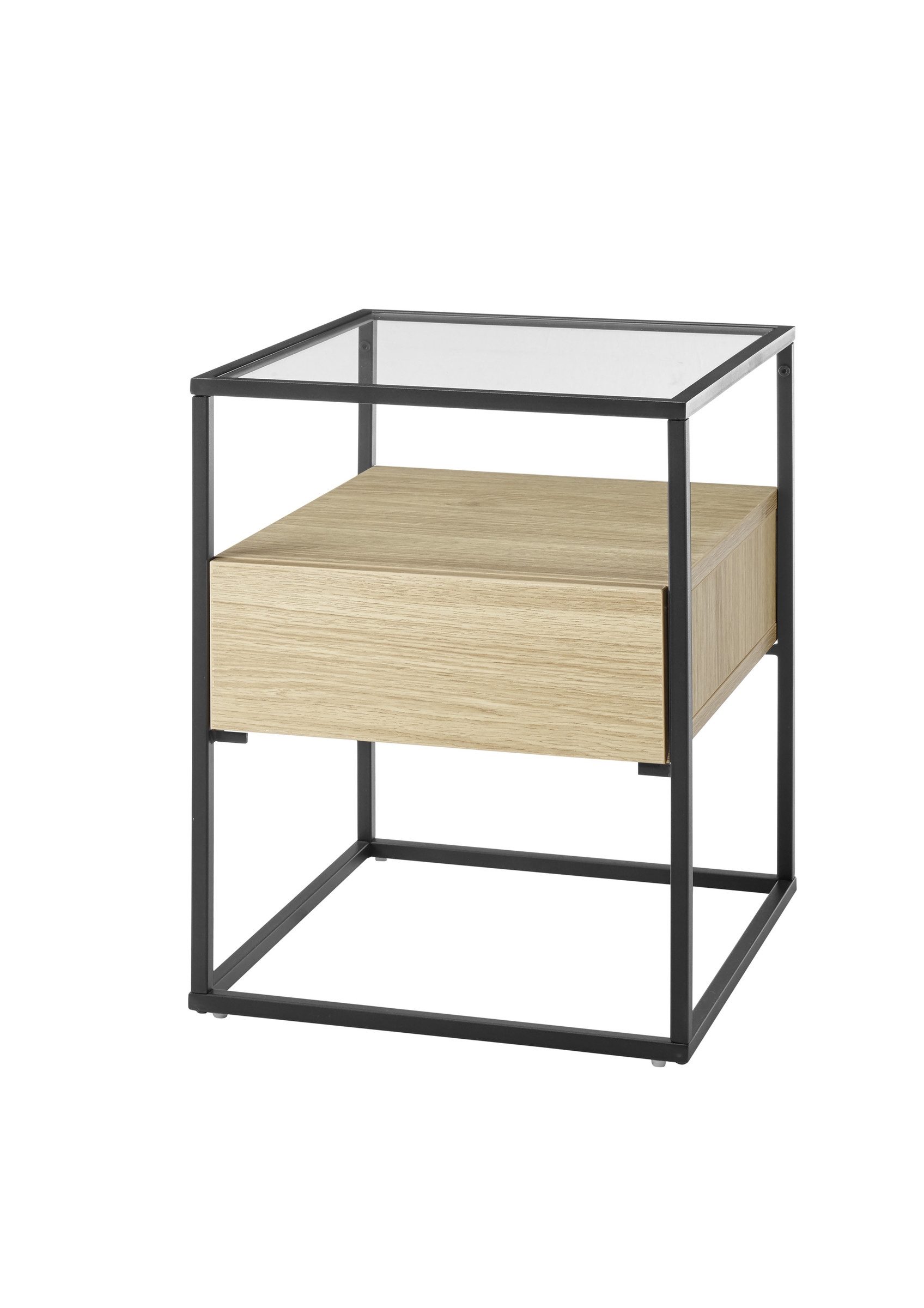 freiraum Beistelltisch EVORA, 1 Schublade, Eiche Dekor, Holzwerkstoff / Metall - 43x54x43 (BxHxT)