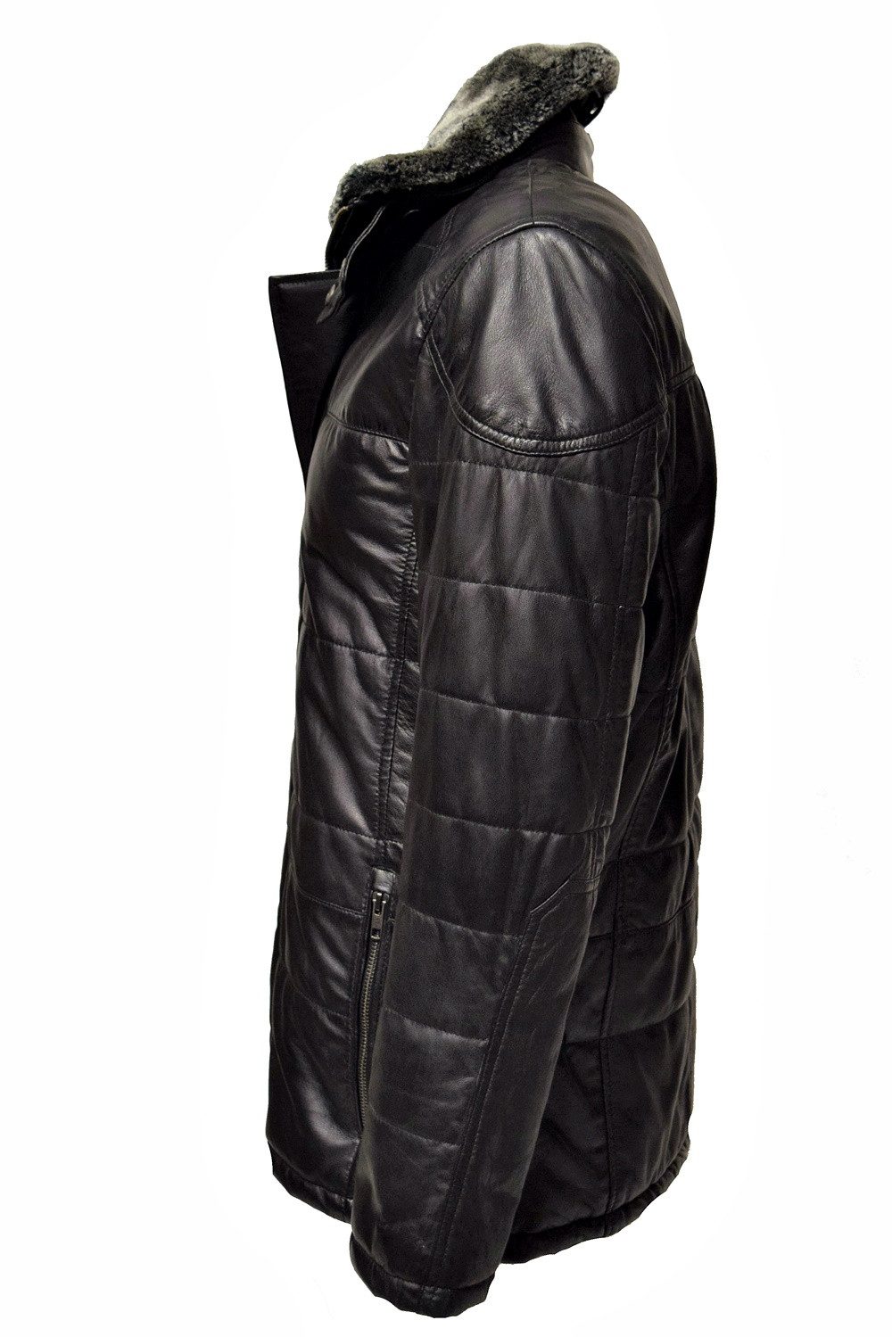 Zimmert Leather Lederjacke Side Weiches Leder, Grau, Schwarz Braun Cognac, Winterjacke