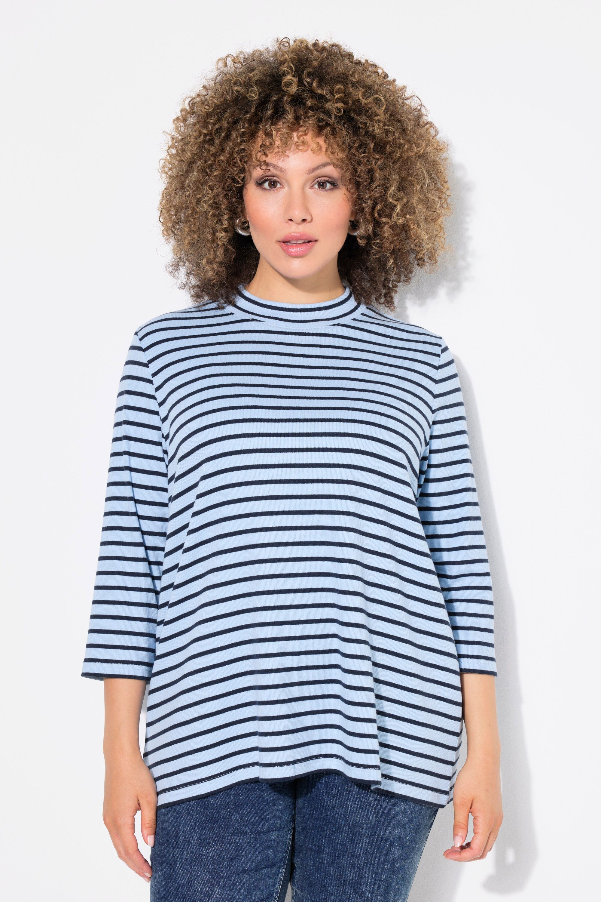 Ulla Popken Longsleeve Shirt Ringel A-Linie günstig online kaufen