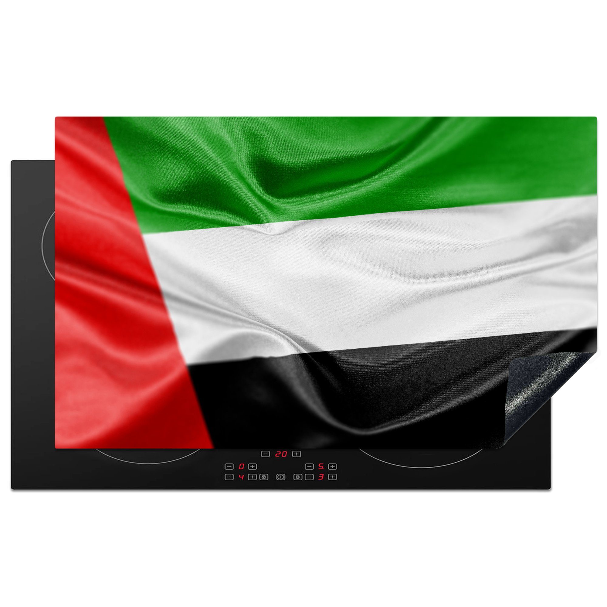 MuchoWow Herdblende-/Abdeckplatte Die Flagge der Vereinigten Arabischen Emirate, Vinyl, (1 tlg), 83x51 cm, Ceranfeldabdeckung, Arbeitsplatte für küche