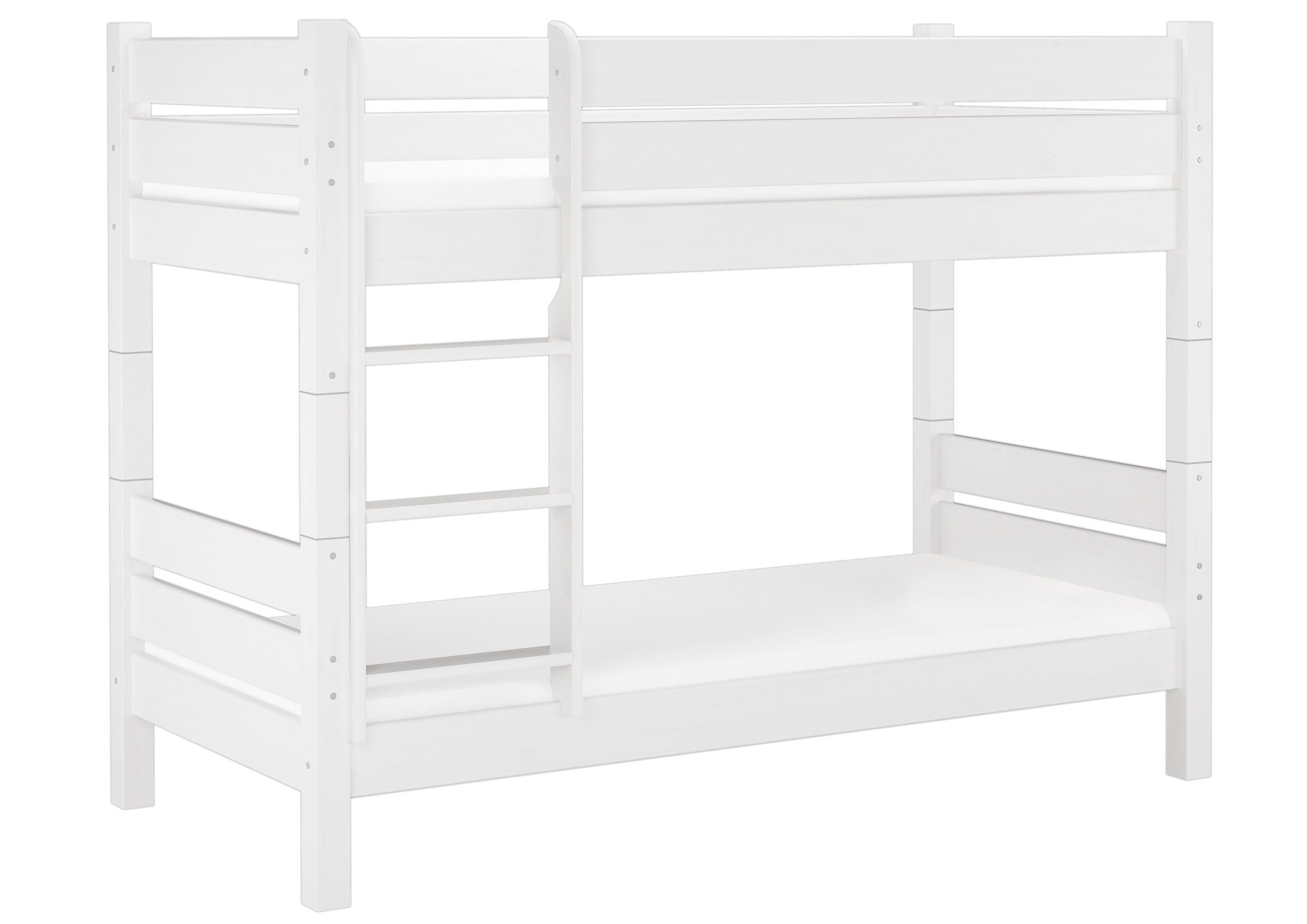 ERST-HOLZ Etagenbett Holzetagenbett stabil in weiß 90x190 teilbar mit Rost und Matratzen