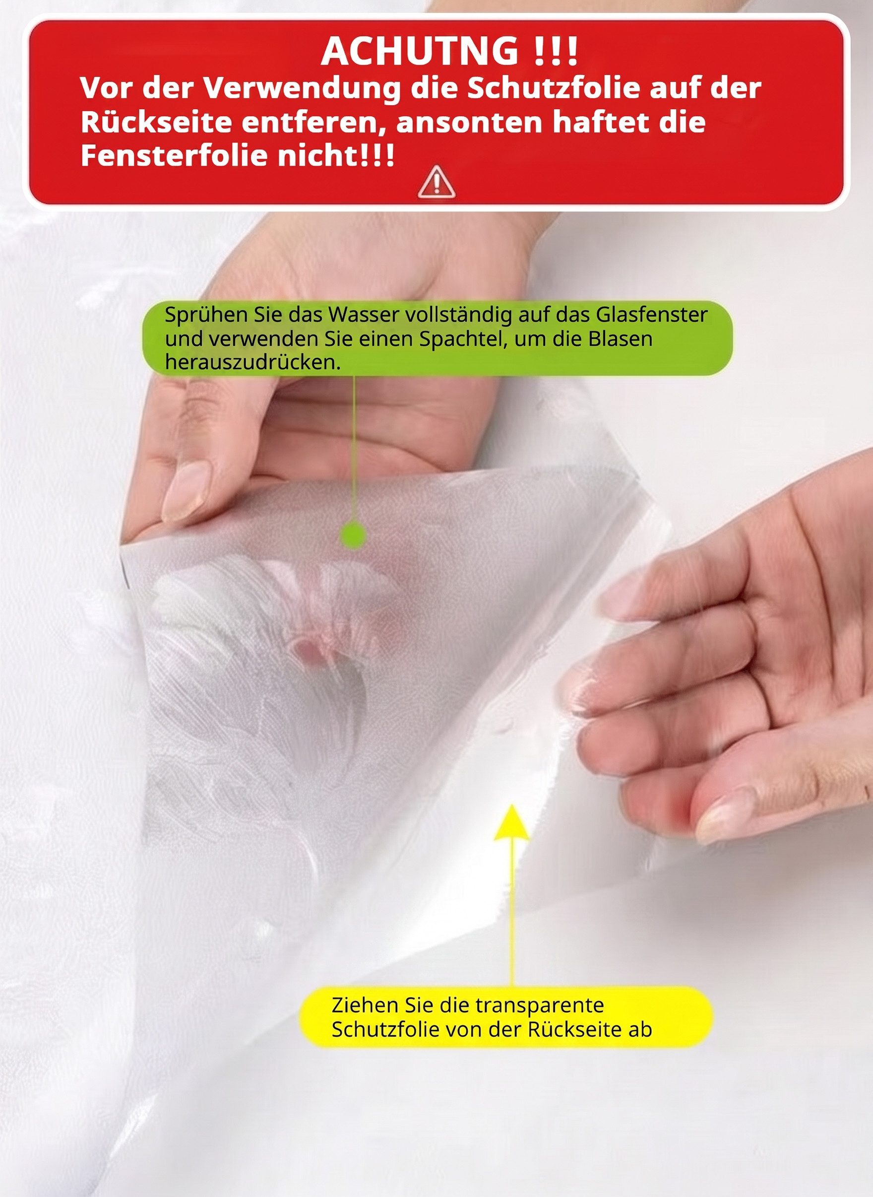 HomeBella Fensterfolie blickdicht selbsthaftend Sichtschutzfolie ohne Kleber – Bild 5 von 5