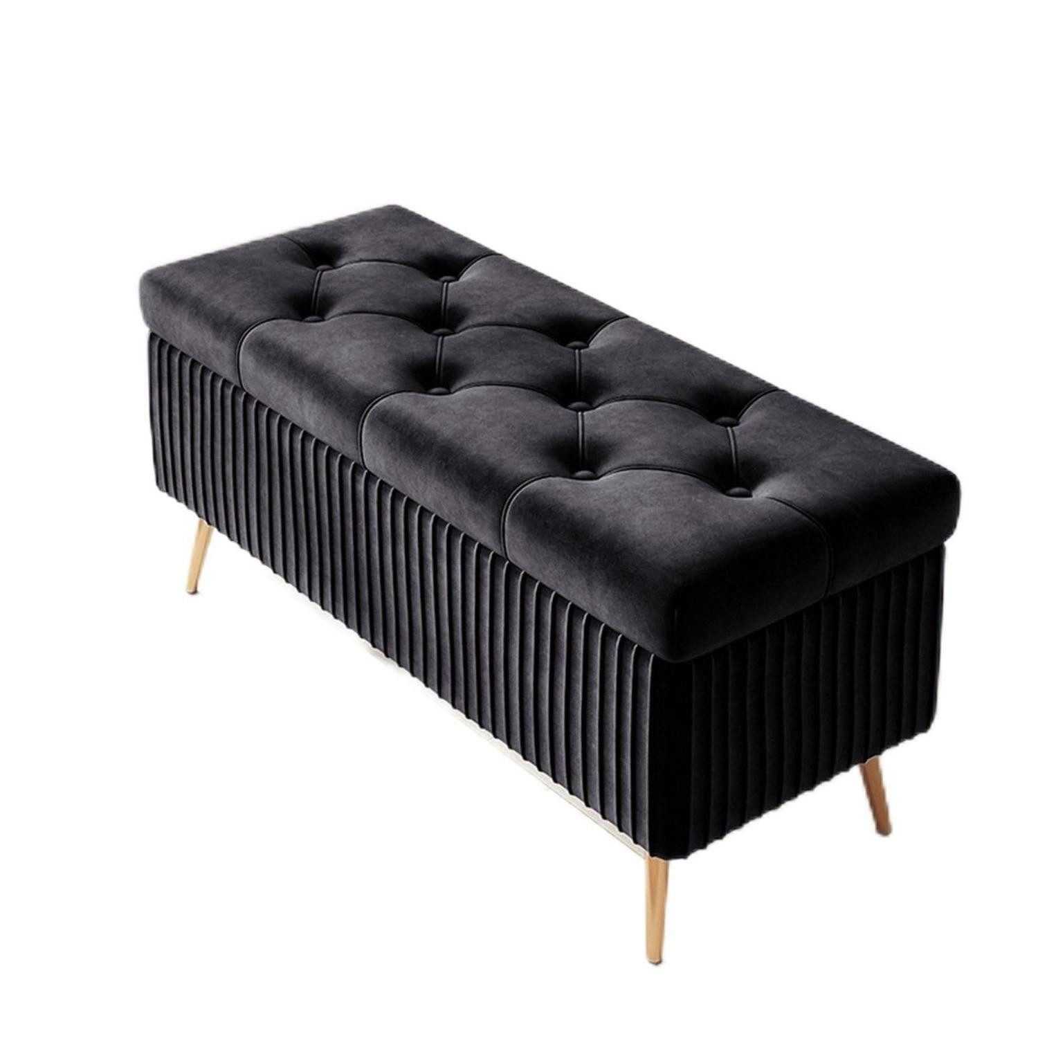 LuxusKollektion Bettbank Sitzbank mit Stauraum 120cm Schwarz (1-St)