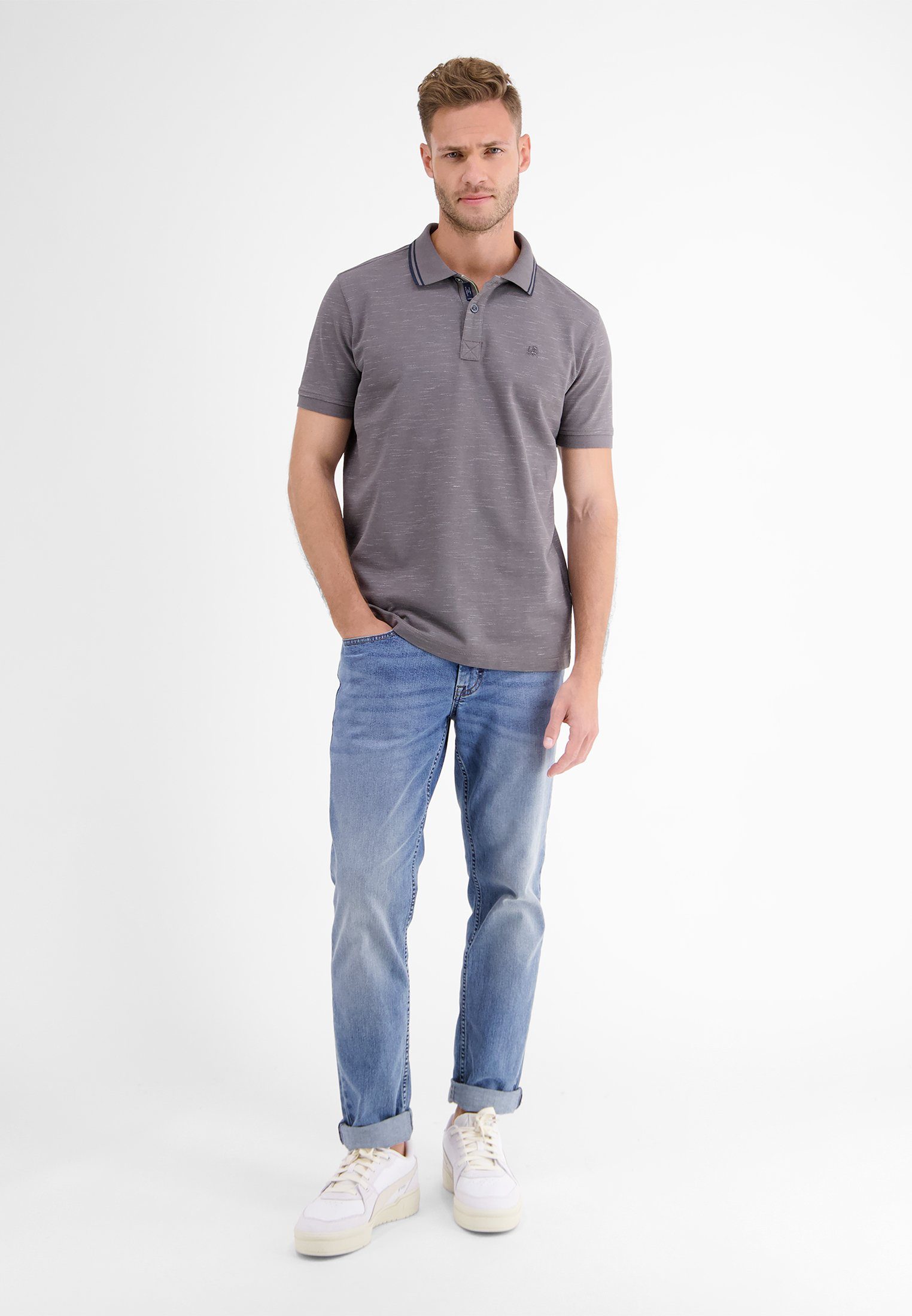 LERROS Poloshirt LERROS GREY Poloshirt BASALT in Two-Tone-Piqué