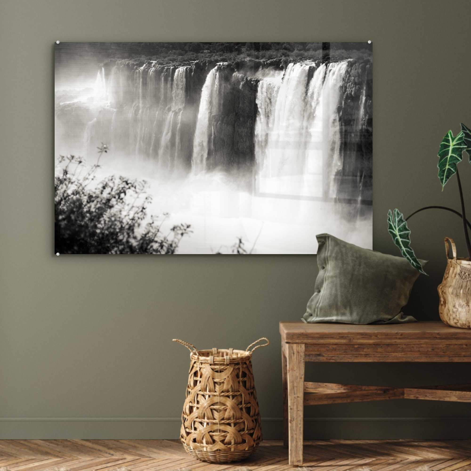 Wohnzimmer & oberen Wasserfälle im, (1 Schwarz-Weiß-Ansicht Schlafzimmer des St), Acrylglasbilder der MuchoWow Acrylglasbild wilden Teils