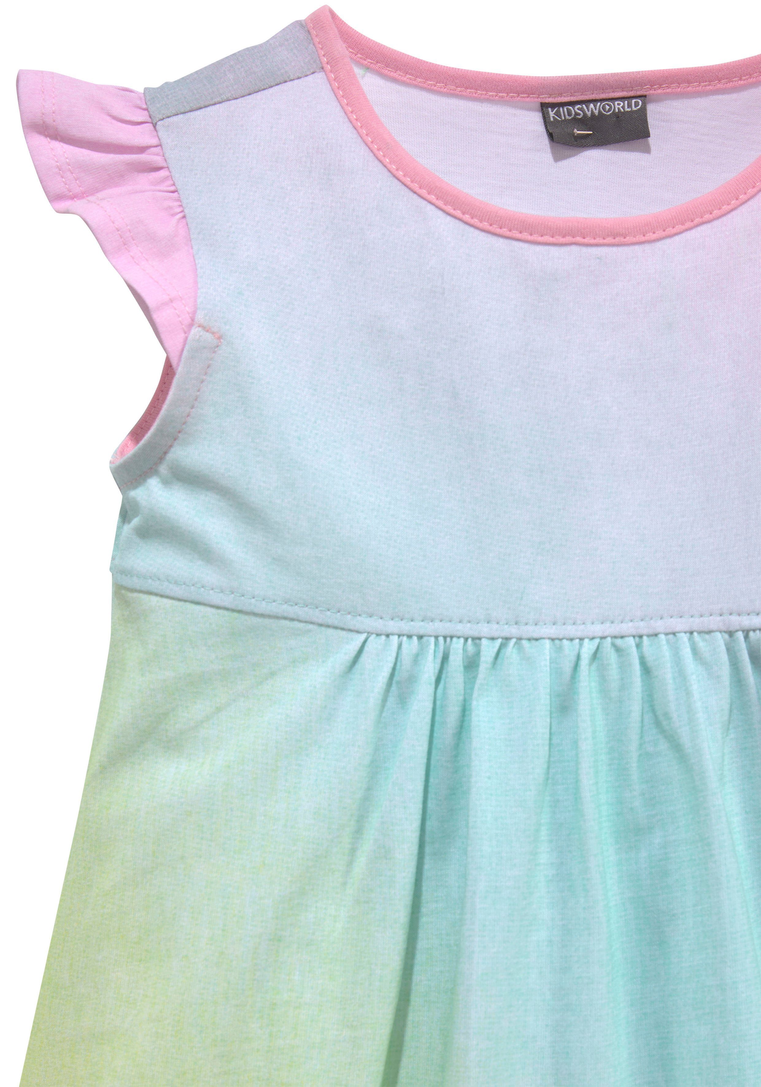 KIDSWORLD Jerseykleid in Regenbogenfarben kniefreie Länge, weit ausgestellter Schnitt, aus Baumwolle