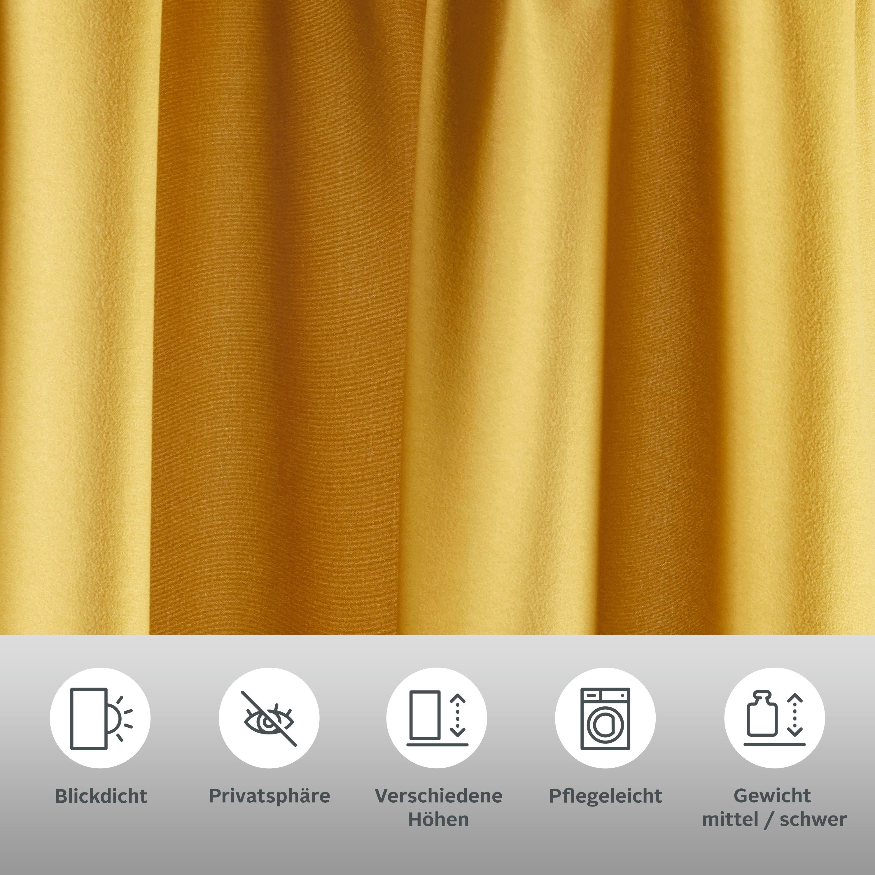 OTTO home Vorhang Raja, Gardinen mit Kräuselband, Vorhänge Wohnzimmer (2 St), Kräuselband, blickdicht, Polyester, 2er-Set, Bestseller, einfarbig, modern, pflegeleicht, Mikrofaser