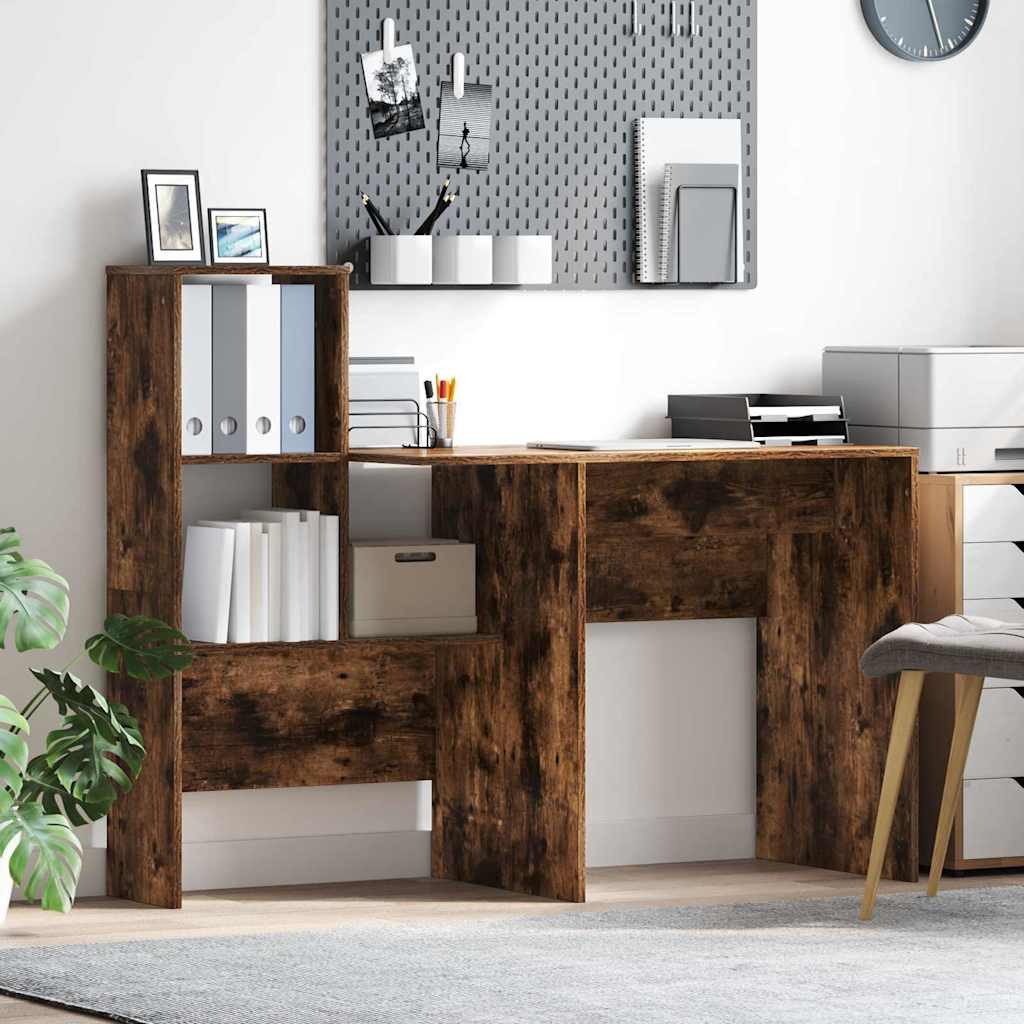 vidaXL Schreibtisch Schreibtisch Geräucherte Eiche Holzwerkstoff (1-St)