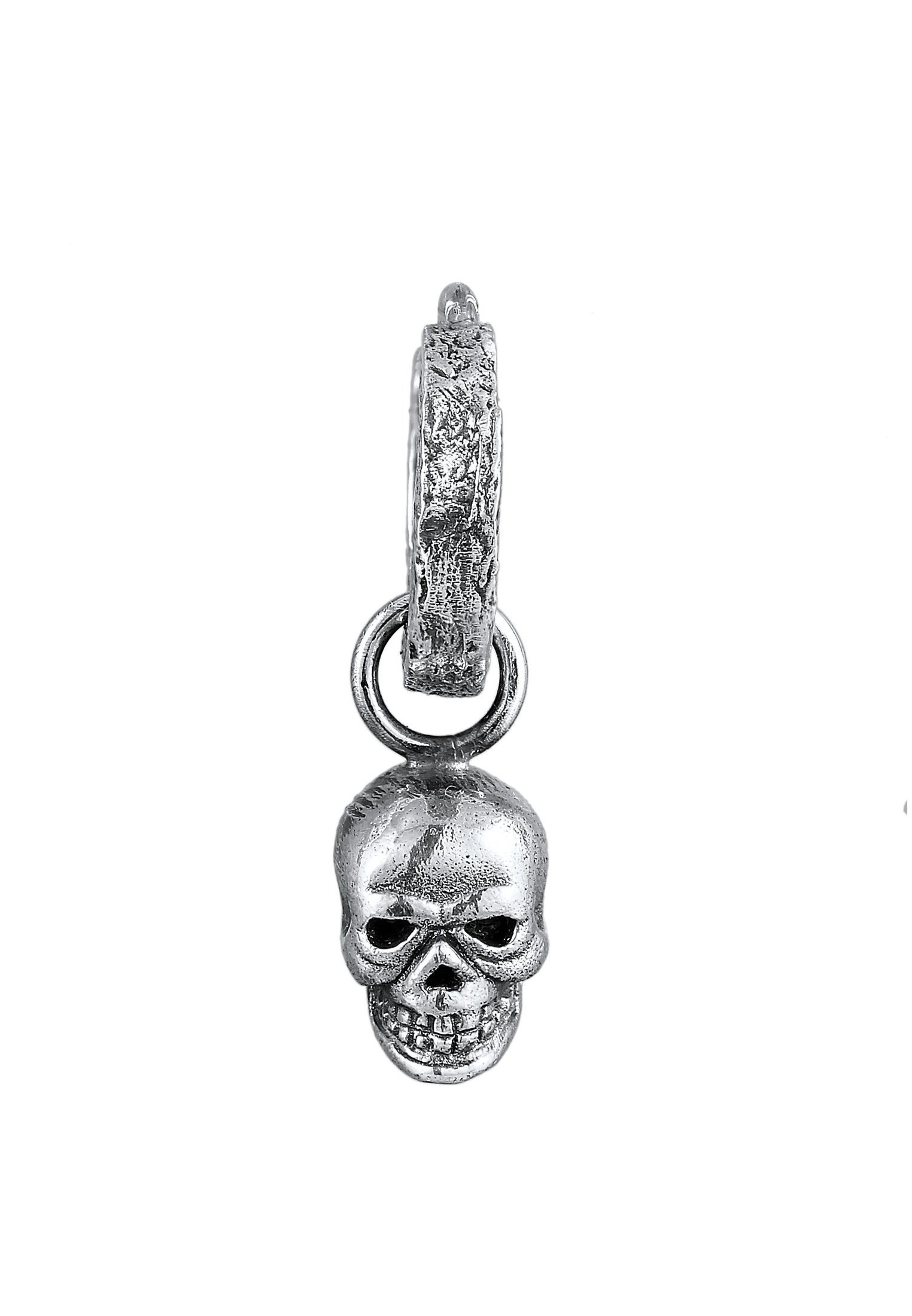 Kuzzoi Paar Creolen Herren Einzel Creole Totenkopf Anhänger 925 Silber, Totenkopf