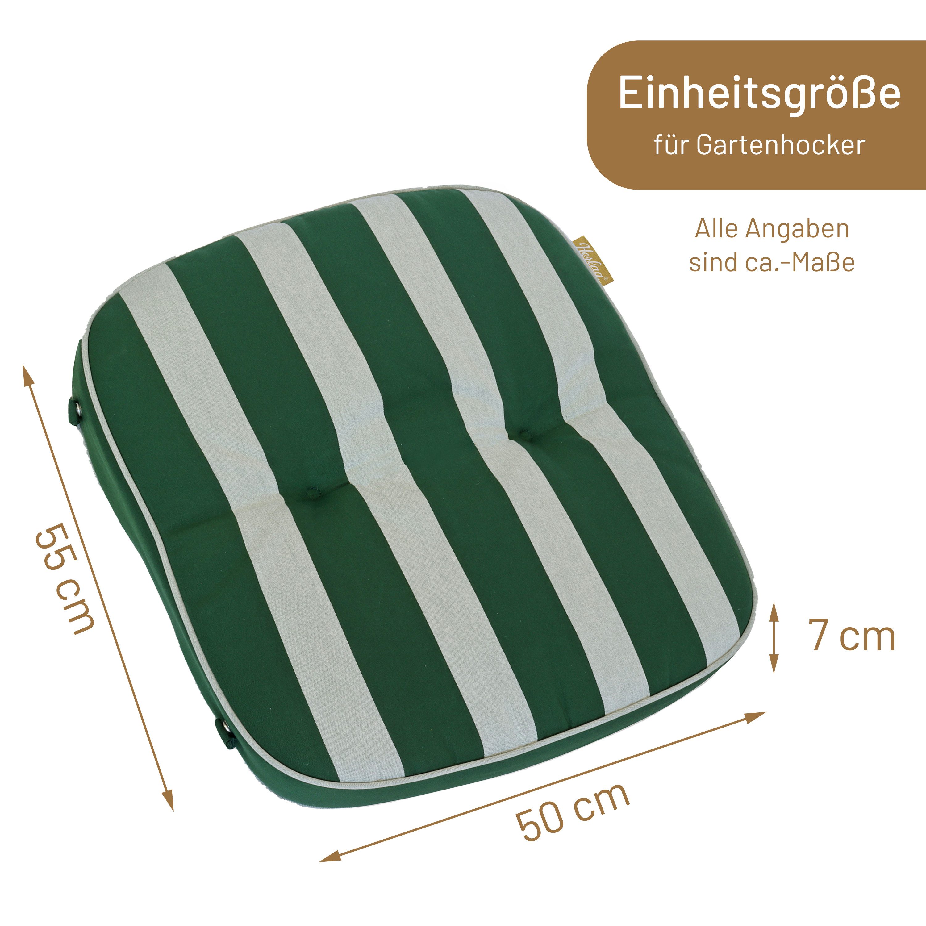 Herlag Hockerauflage Tilly, 55x50x7cm Blockstreifen Grün-Gestreift Fleckschutz