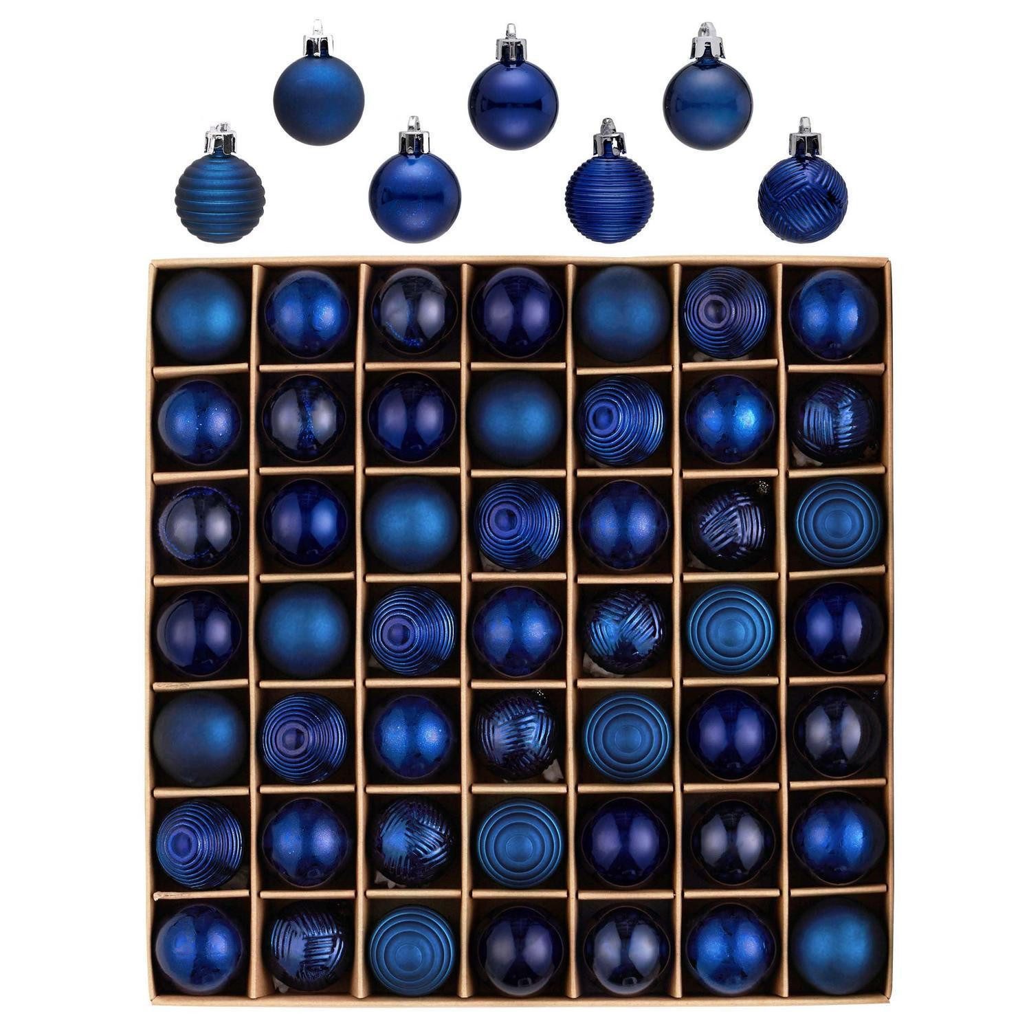 LuxusKollektion Weihnachtsbaumkugel Christbaumkugeln Blau 3cm 49 Stück
