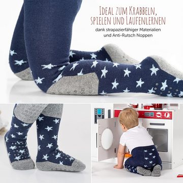 LaLoona Strumpfhose Sterne Marine Baby Krabbelstrumpfhose elastische Kinder Strumpfhose Gr. 62/68